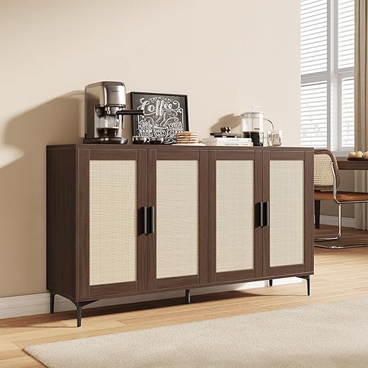 48" Rattan Buffet Cabinet with Adjustable Shelves