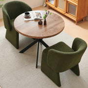 3 Pieces Breakfast Table Set for 2 - 37 Inch Round Dining Table with Dark Green Upholstered Chairs