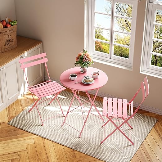 3 Piece Folding Bistro Set - Table and 2 Chairs
