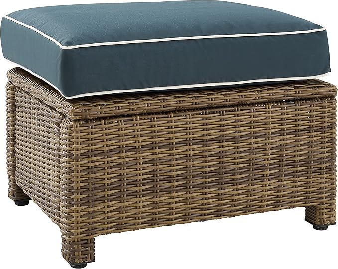Bradenton Wicker Outdoor Ottoman with Sangria Cushions