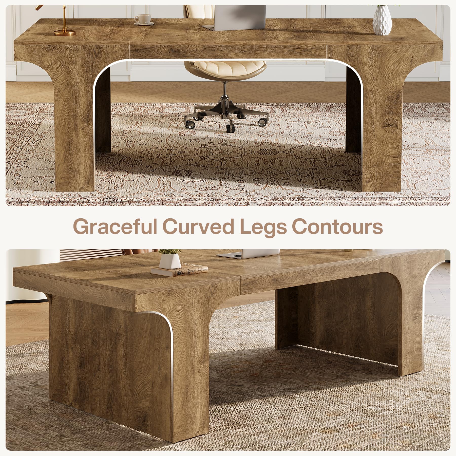 70.9-Inch Executive Desk with Arched Design