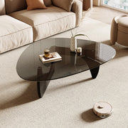 Modern Triangle Coffee Table with Tempered Glass Top