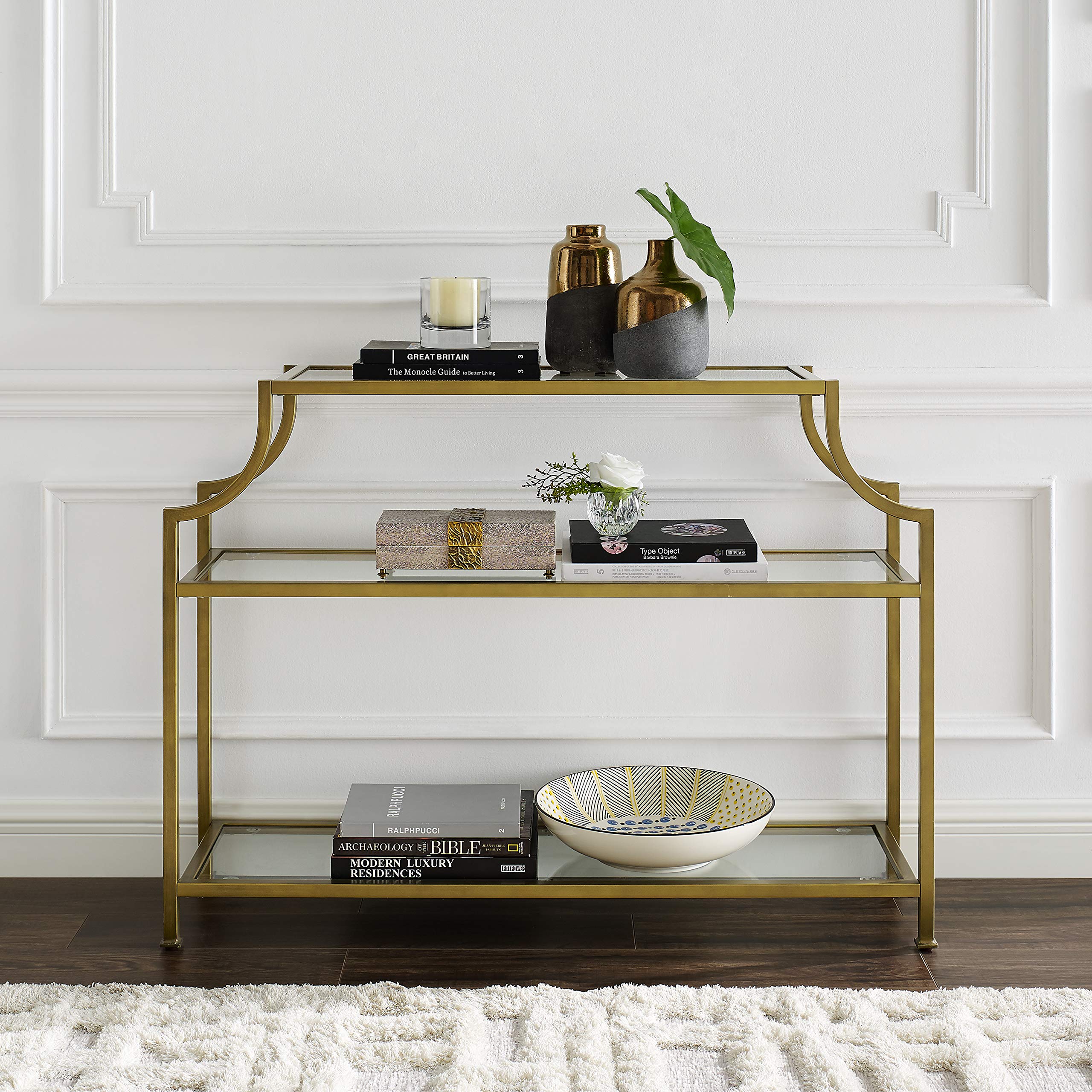 Aimee Sofa Console Table with Storage Shelves