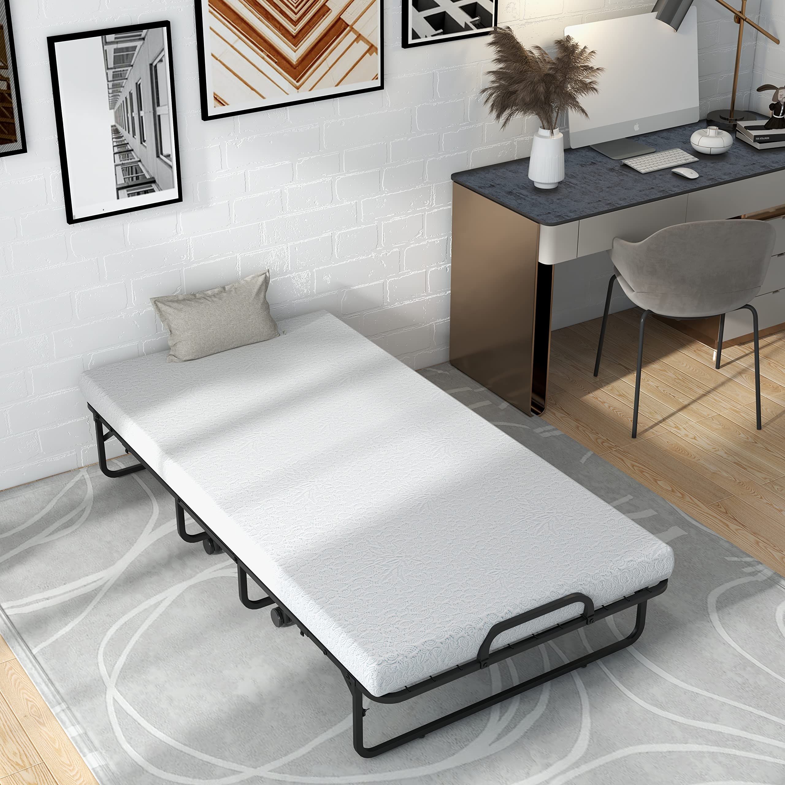 Twin Folding Bed with Memory Foam Mattress