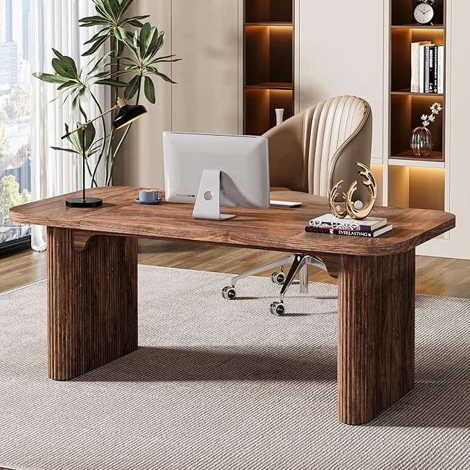 62-Inch Modern Executive Desk with Double Pedestal