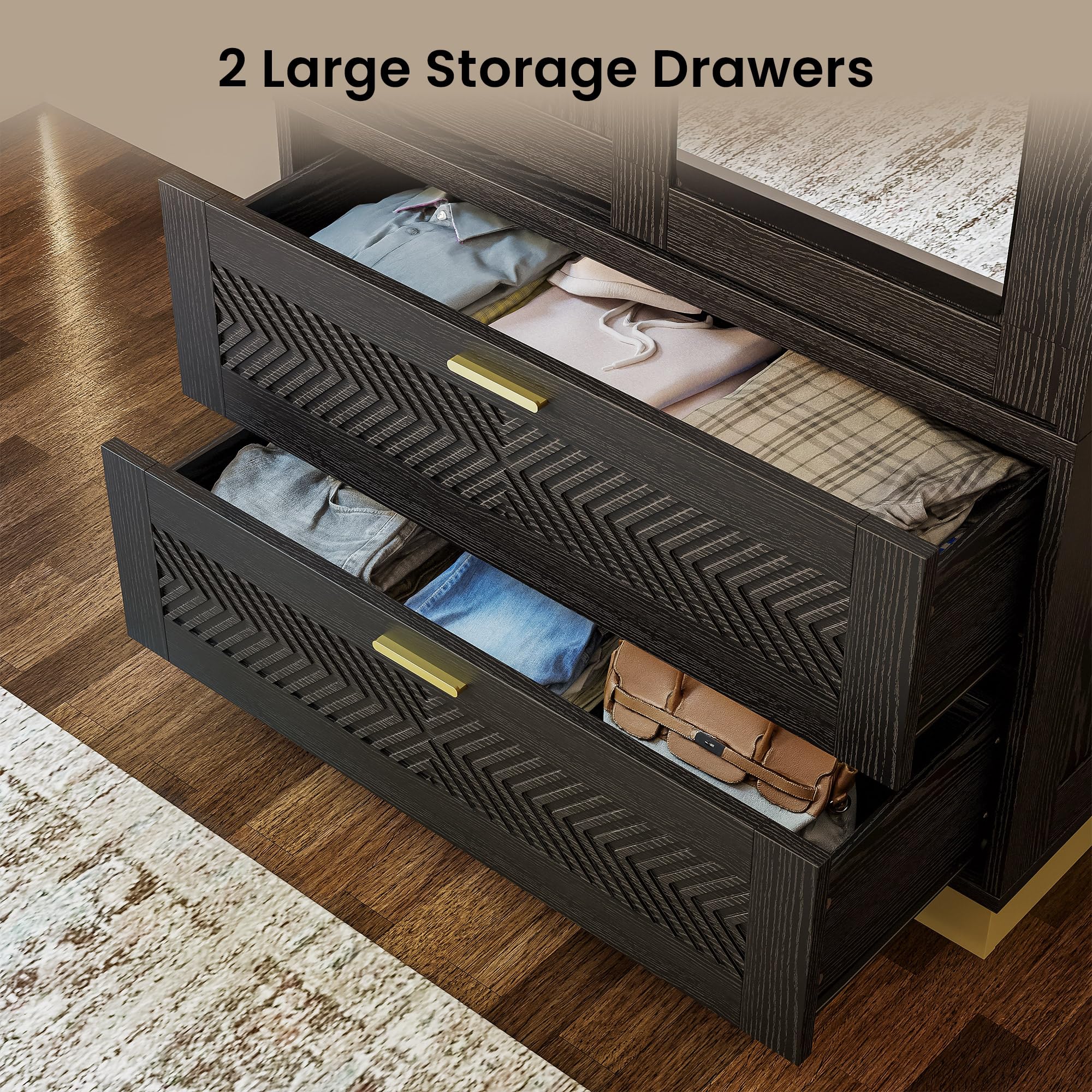 71" Armoire Wardrobe Closet with Mirror and Sliding Doors