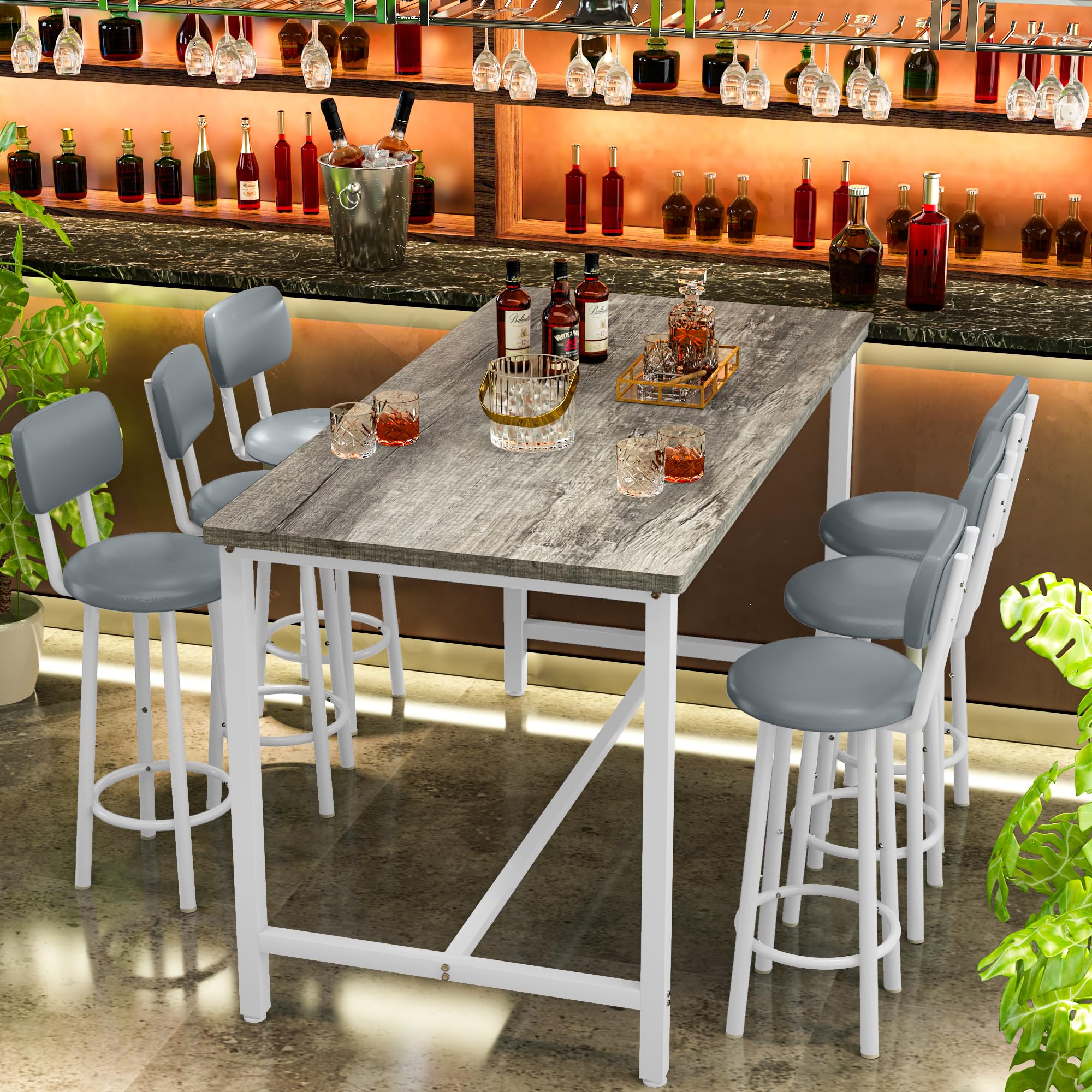 50" Counter Height Dining Table Set for 6 - 7 Piece