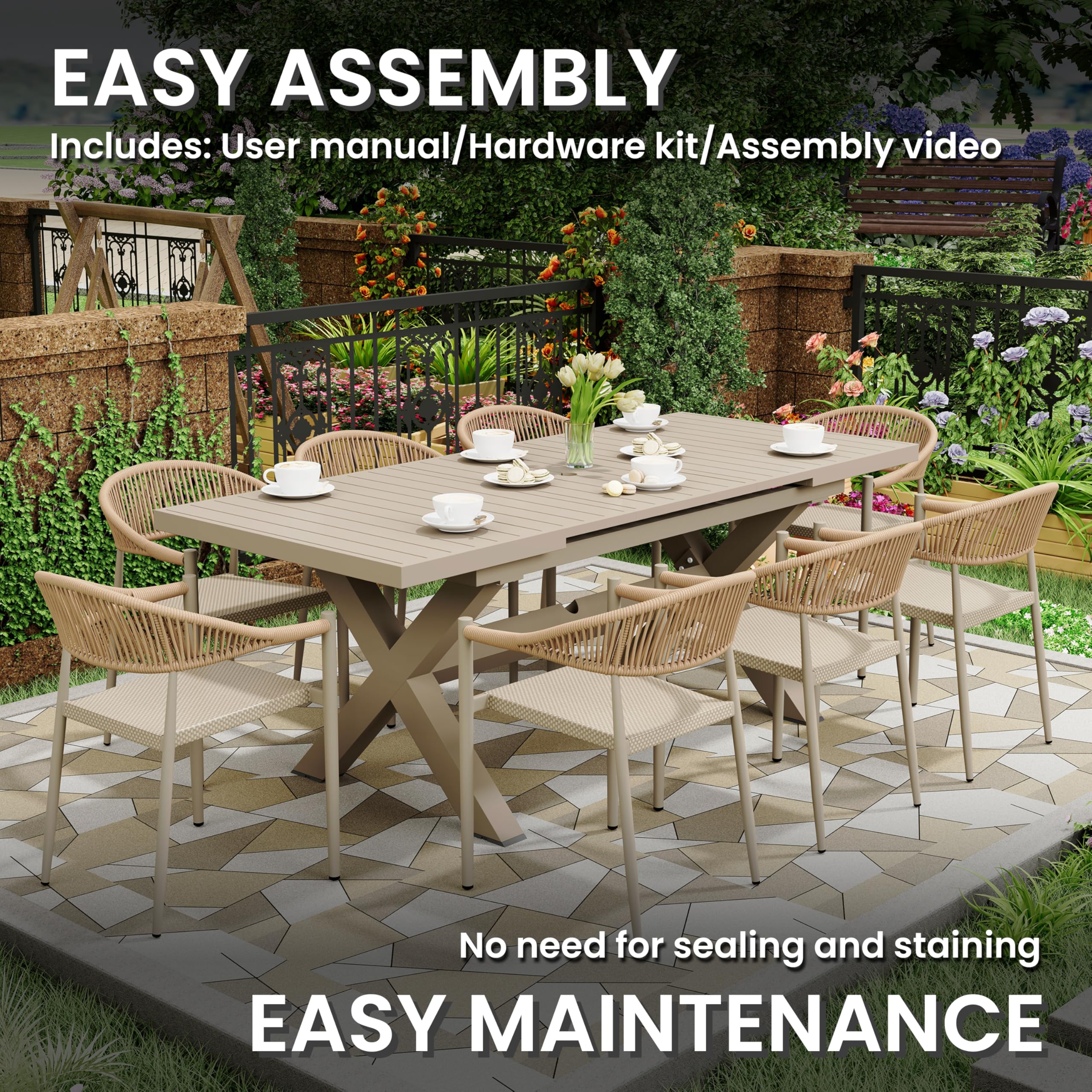 Extendable Outdoor Aluminum Dining Table