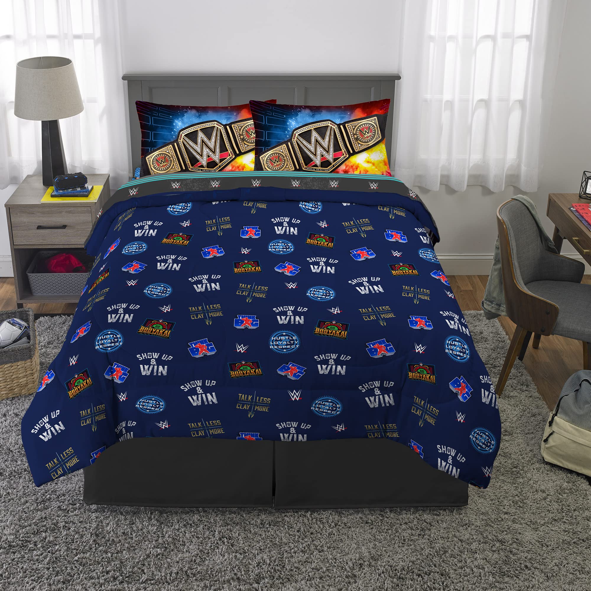 WWE Kids Bedding Set 5 Piece Full Size Reversible Comforter