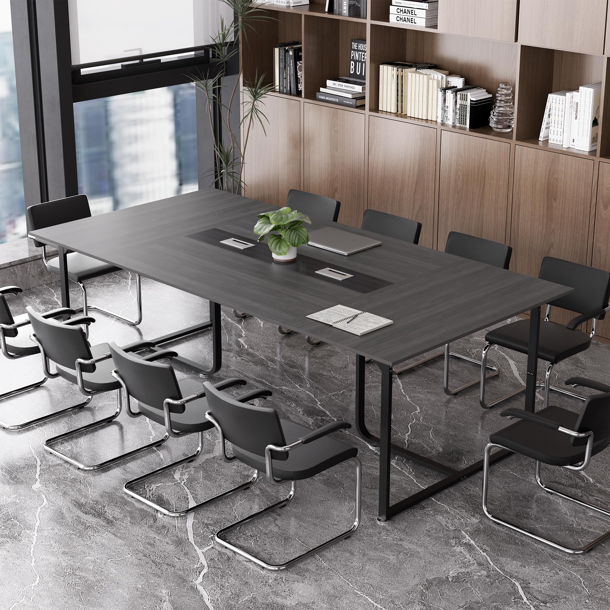 8FT Conference Table with Grommet and Adjustable Foot Pads