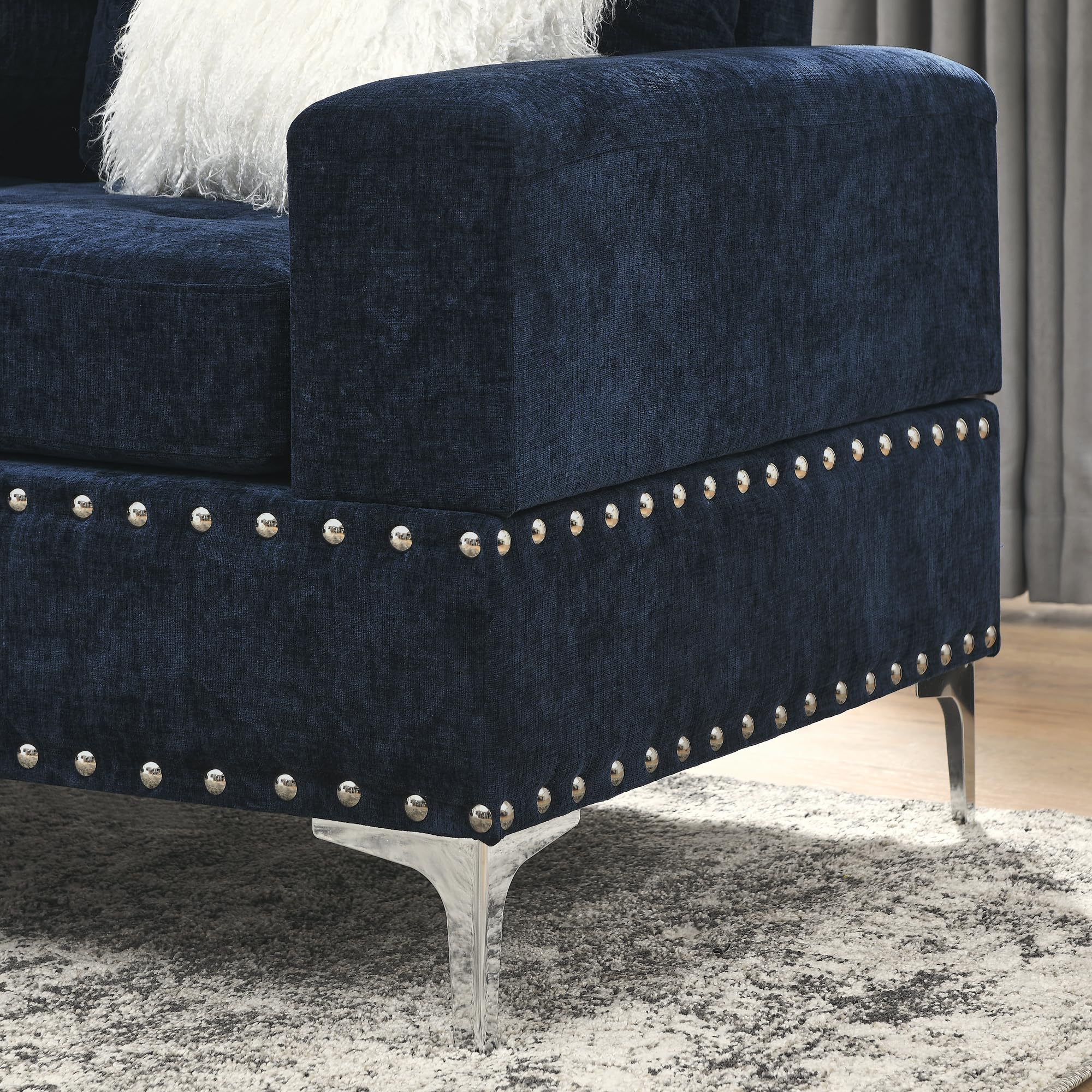 L-Shape Sectional Sofa with Reversible Chaise and Storage Ottoman