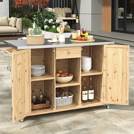 Outdoor Kitchen Island with Stainless Steel Top