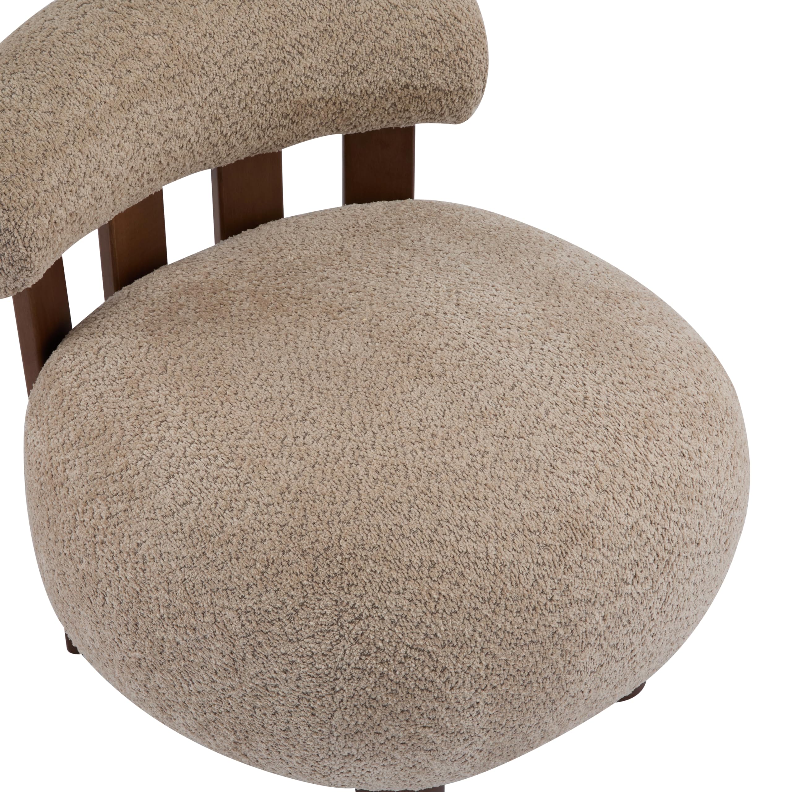 Boucle Fabric Accent Chair with Solid Wood Frame