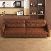 Mid-Century Brown Leather Sofa 3-Seater