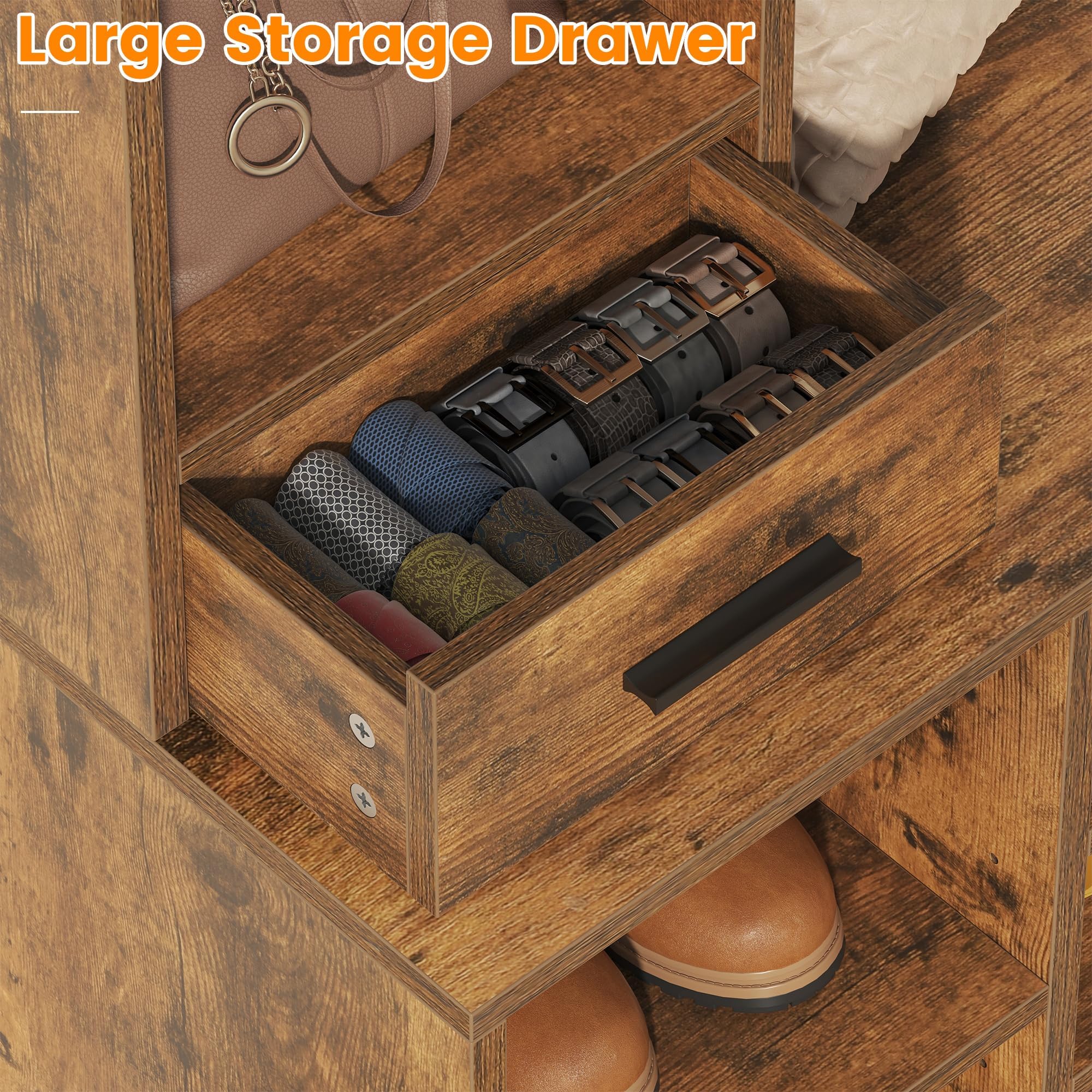 Farmhouse Hall Tree with Shoe Storage