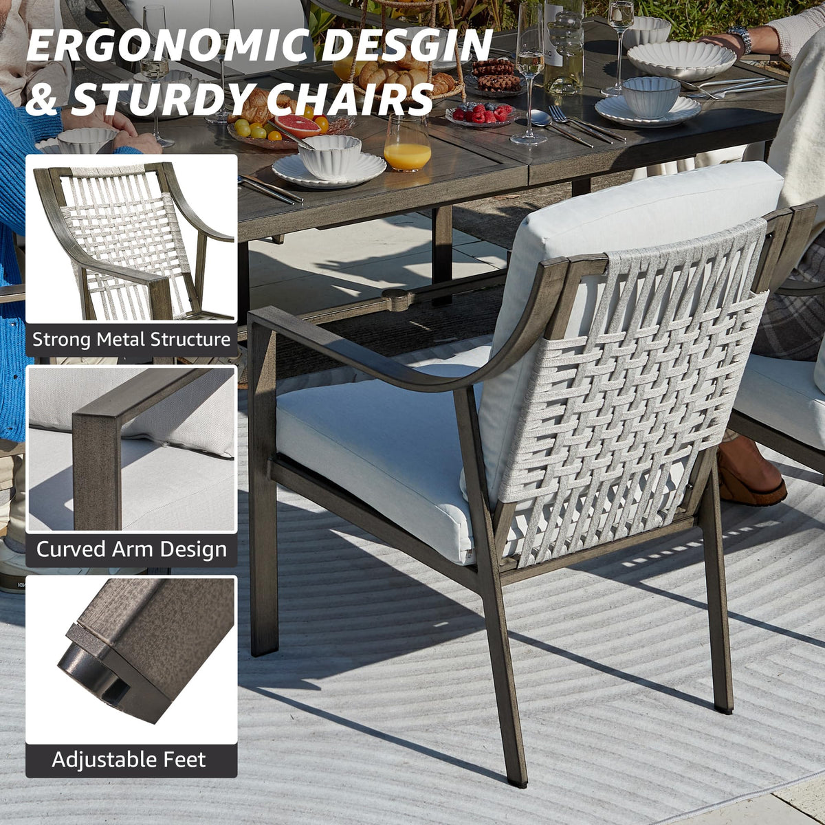 7 Piece Patio Dining Set with Swivel Chairs