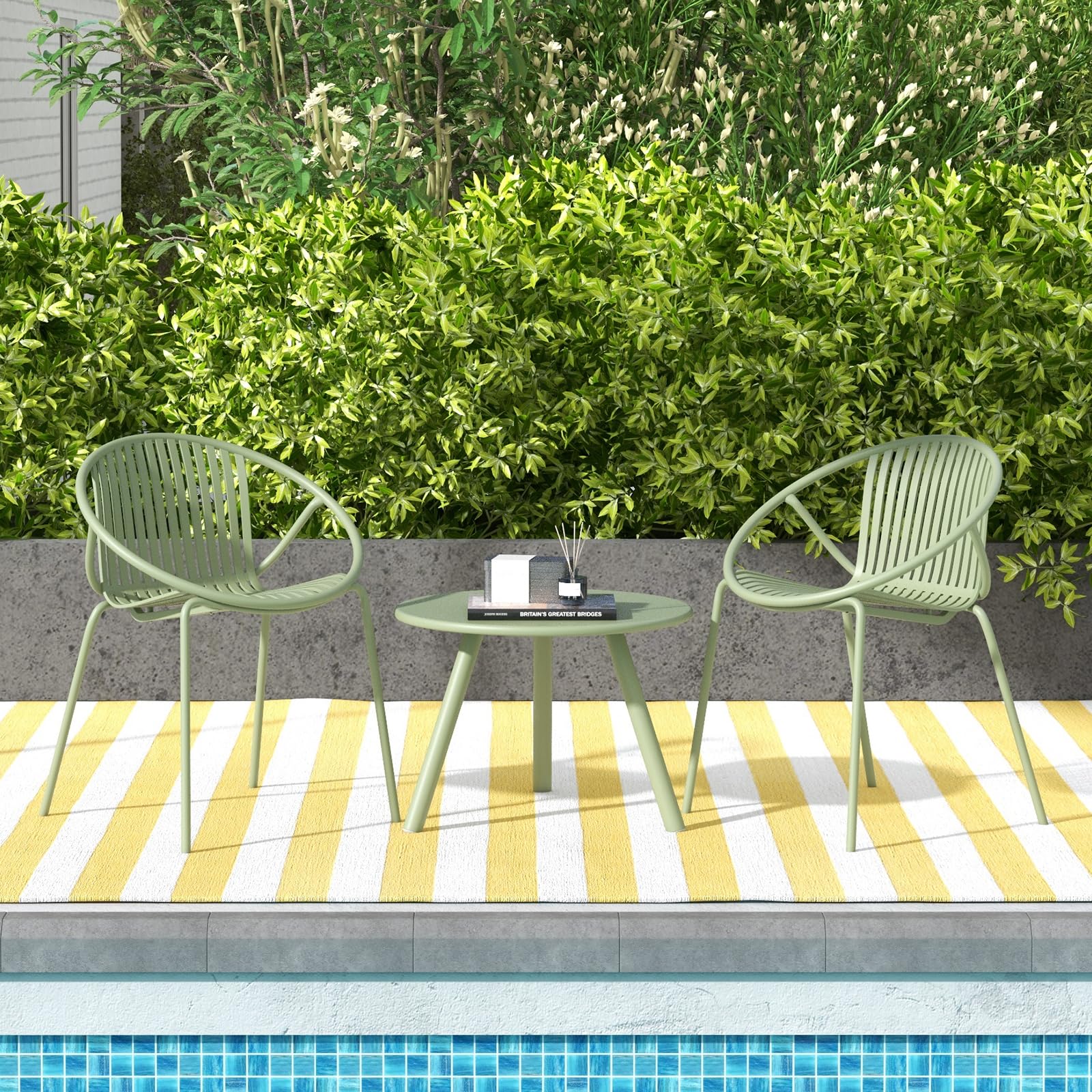 3-Piece Outdoor Bistro Set with Round Coffee Table