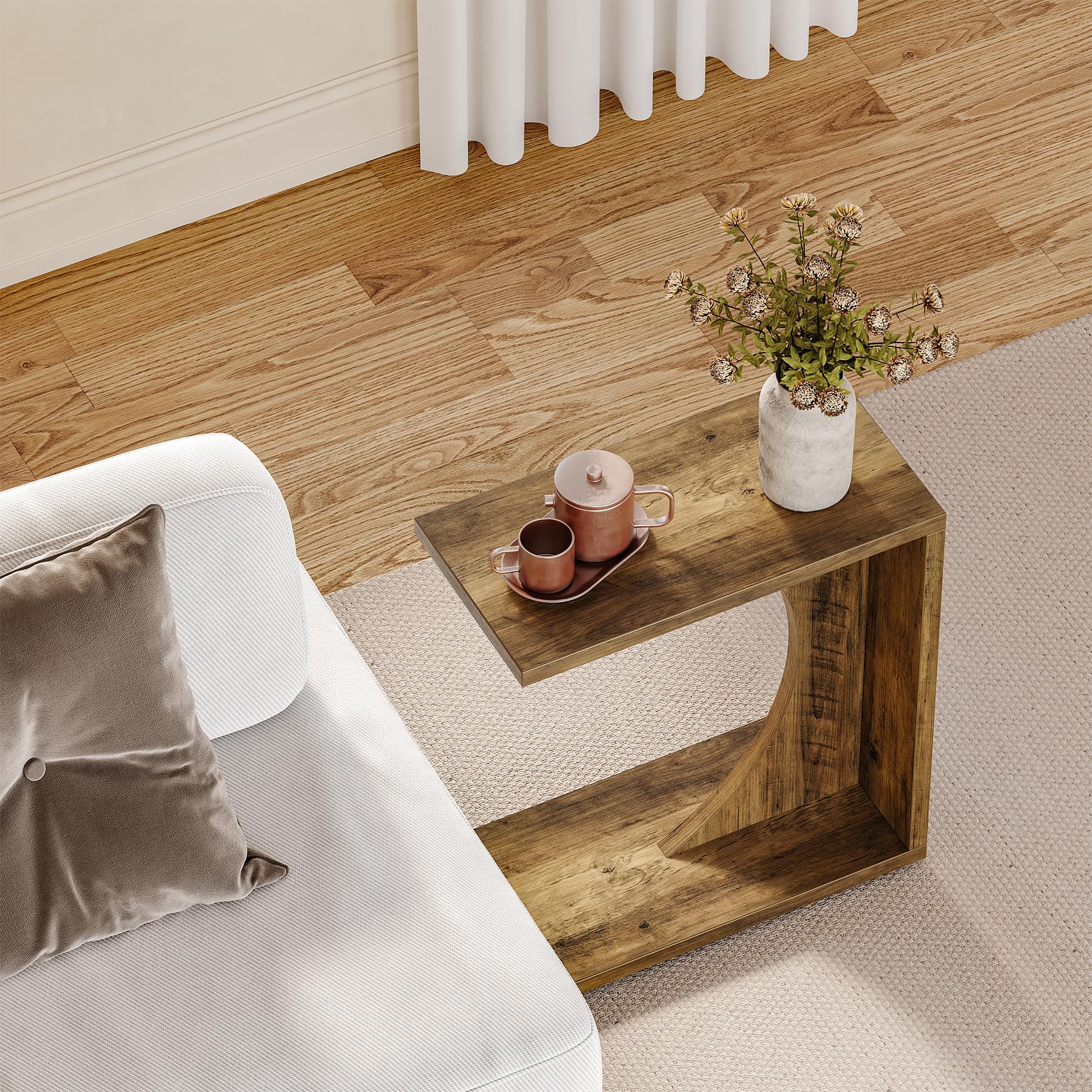 C-Shaped End Table for Sofa and Bedroom