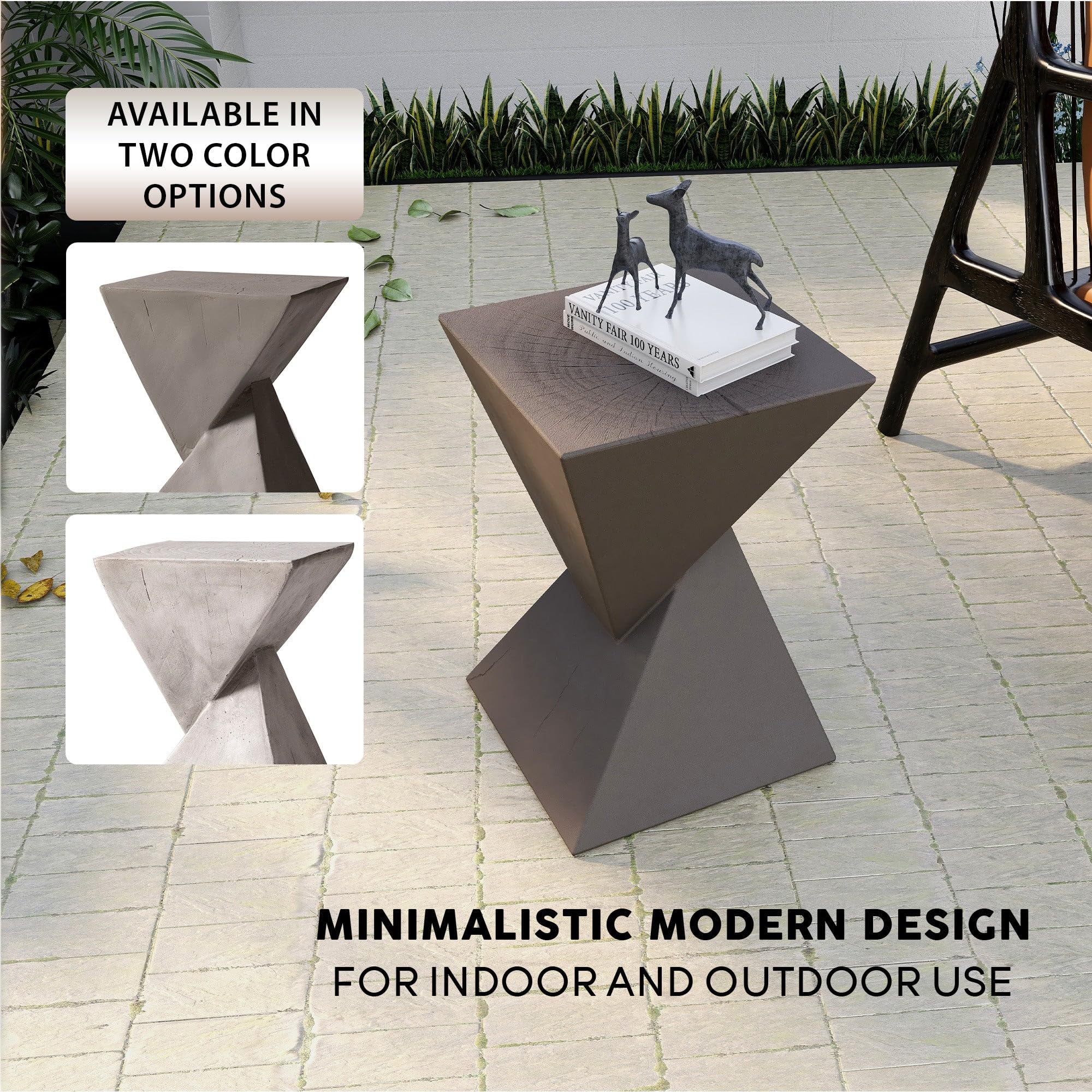 Modern Square Fiberstone Side Table - Grey