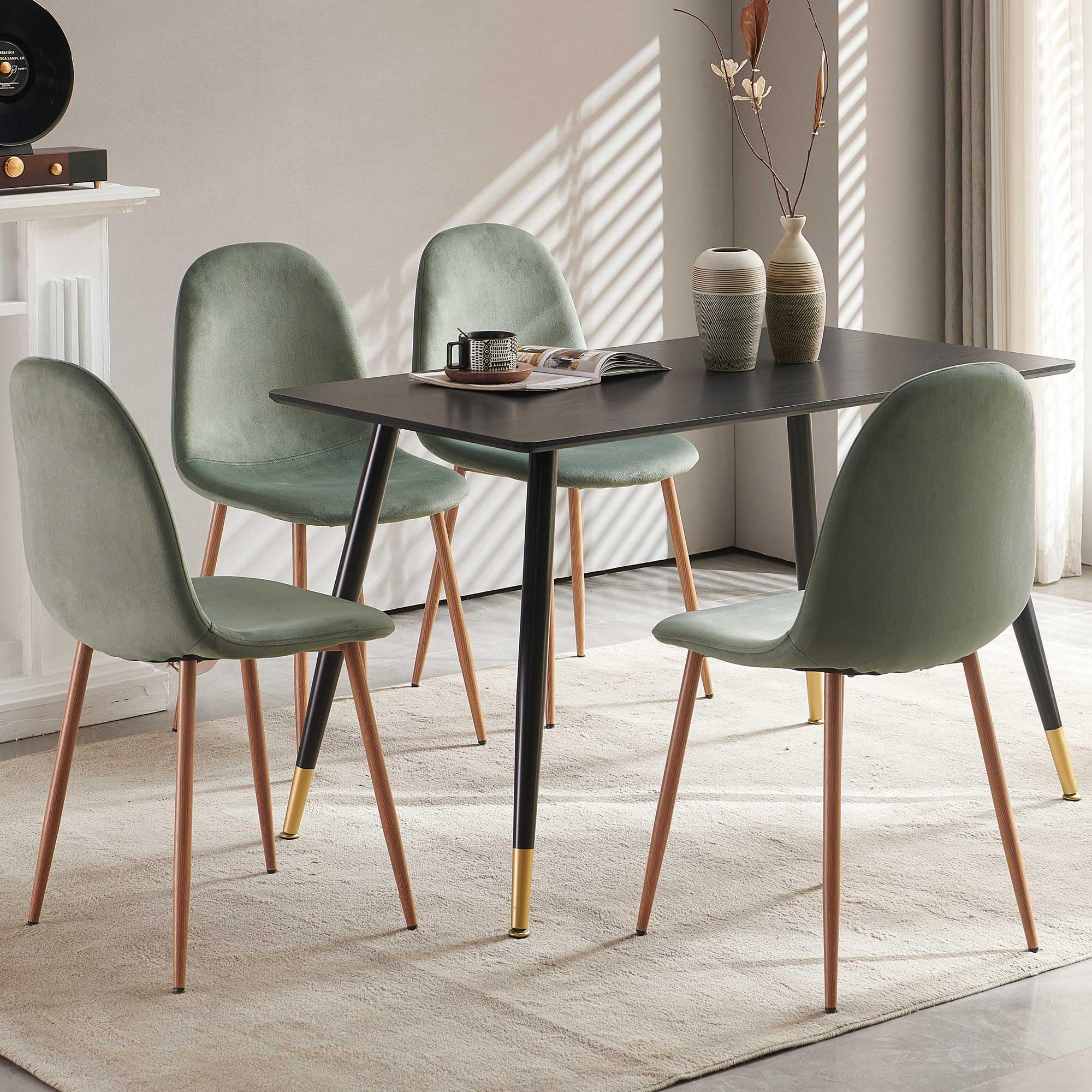 Mid Century Modern Velvet Dining Chairs Set of 4