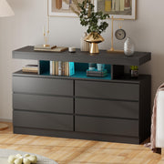 6 Drawer Dresser with Charging Station and LED Lights