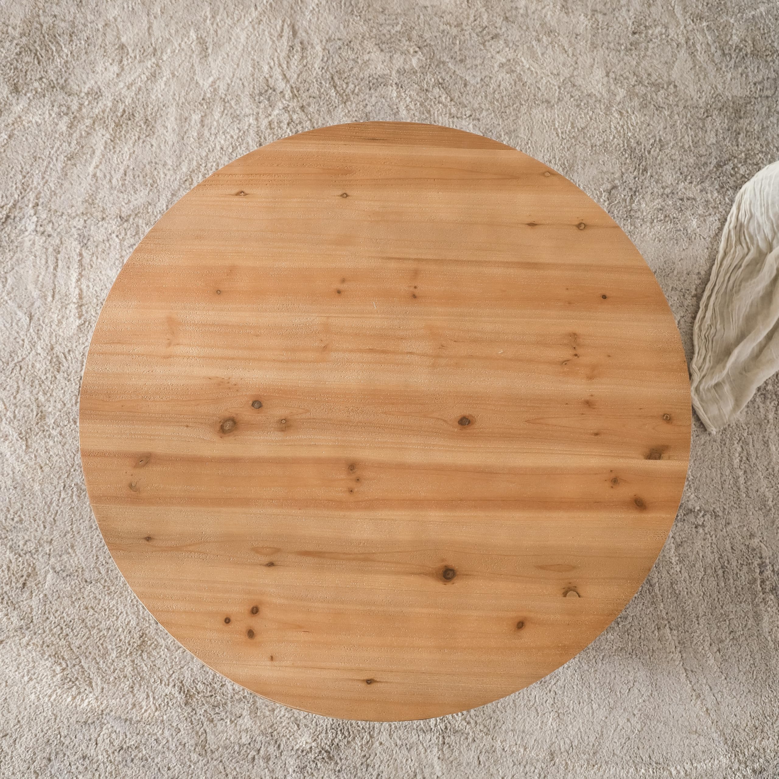 31.50" Round Drum Coffee Table with Storage