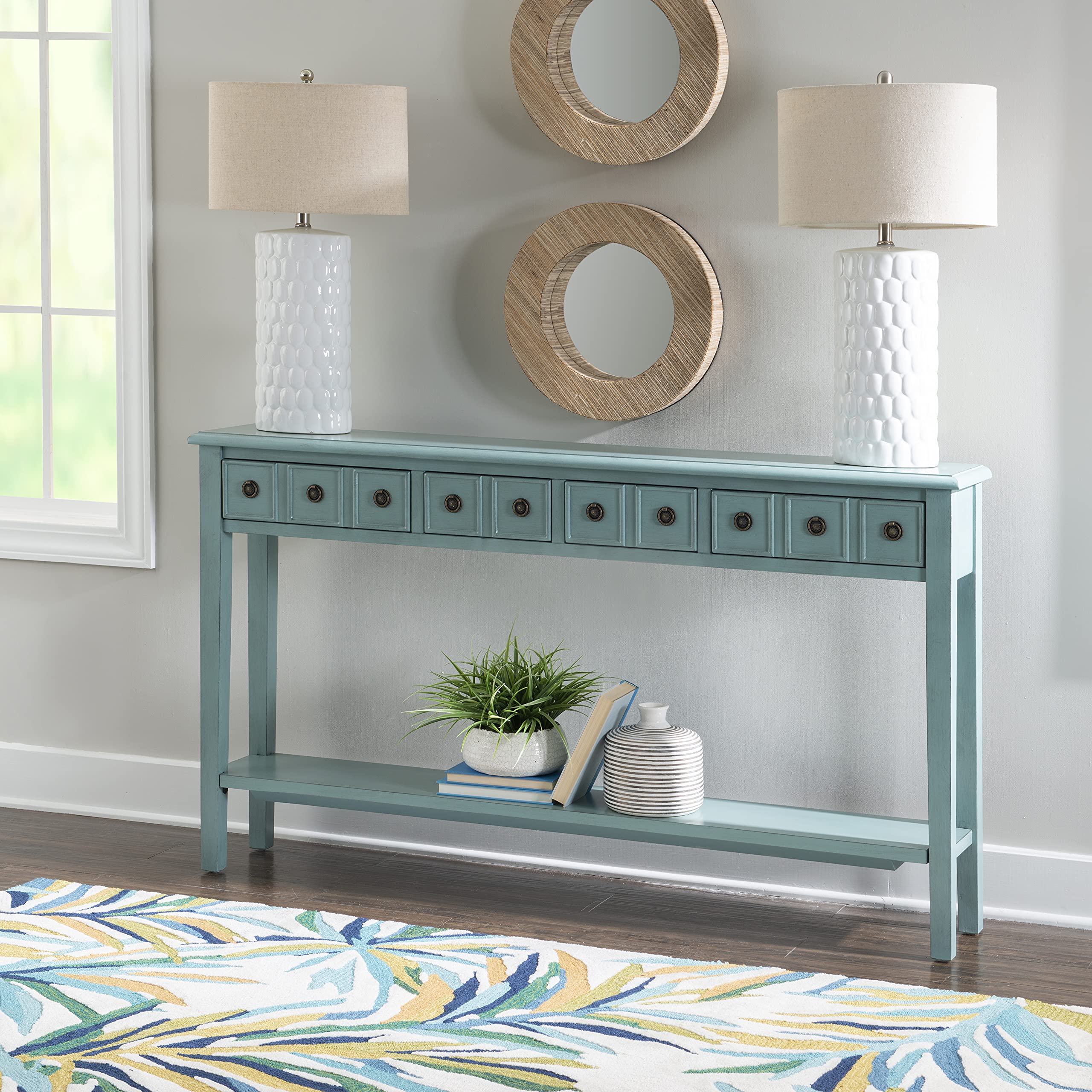 Sadie Long Console Table with 4 Drawers