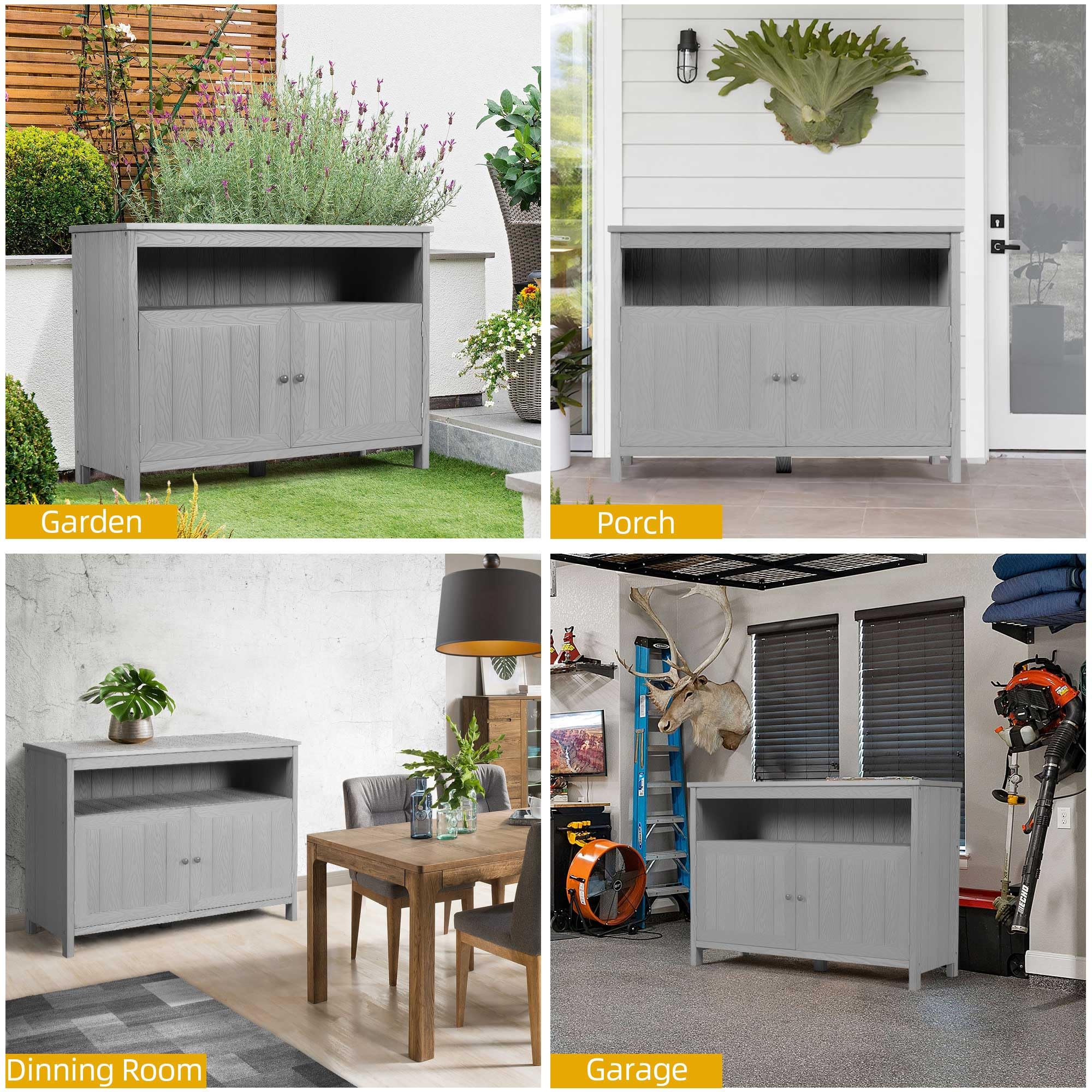 Outdoor Sideboard Storage Cabinet with Shelves