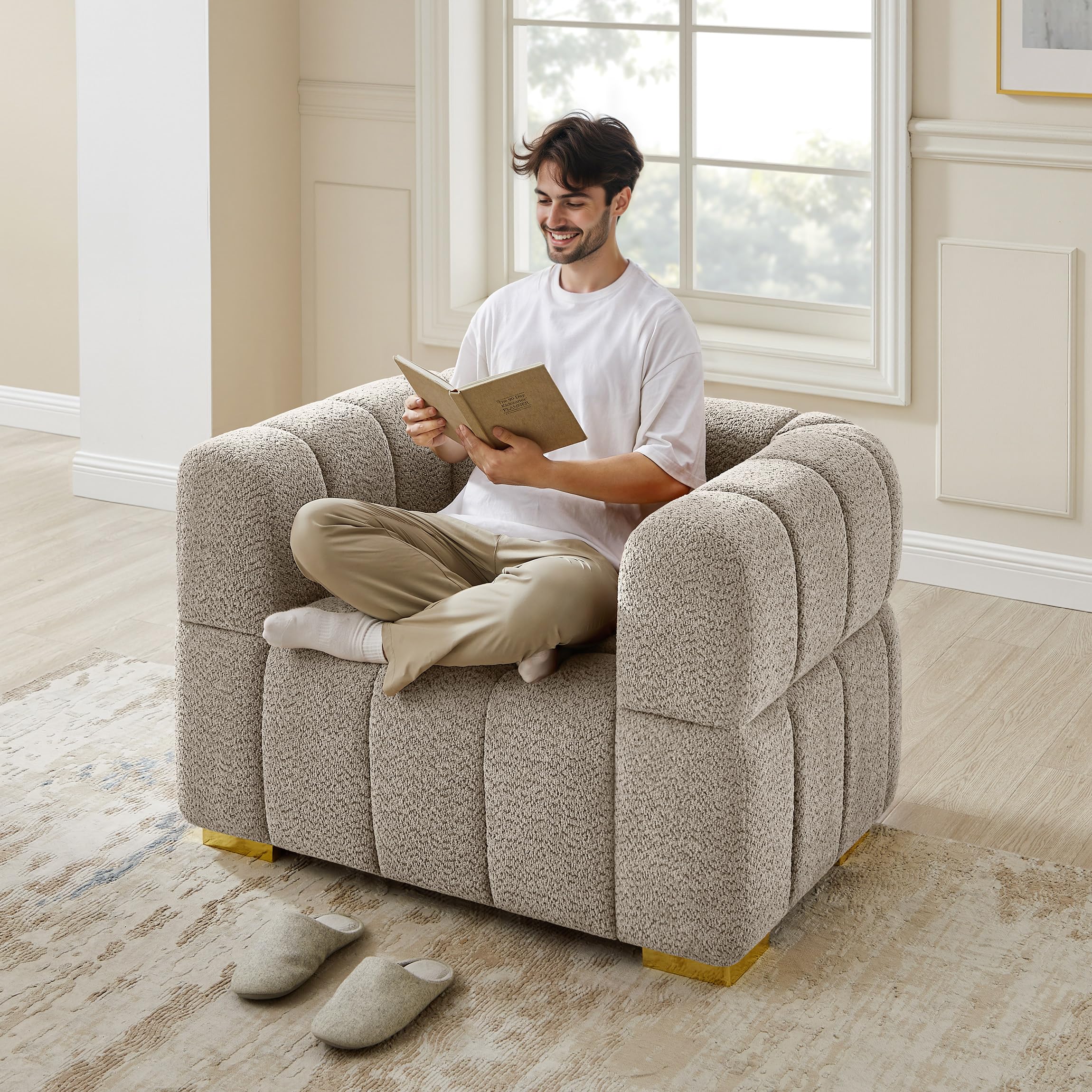 90.94" Cloud Sofa Couch - Modern Deep Seat Boucle 3-Seater Loveseat