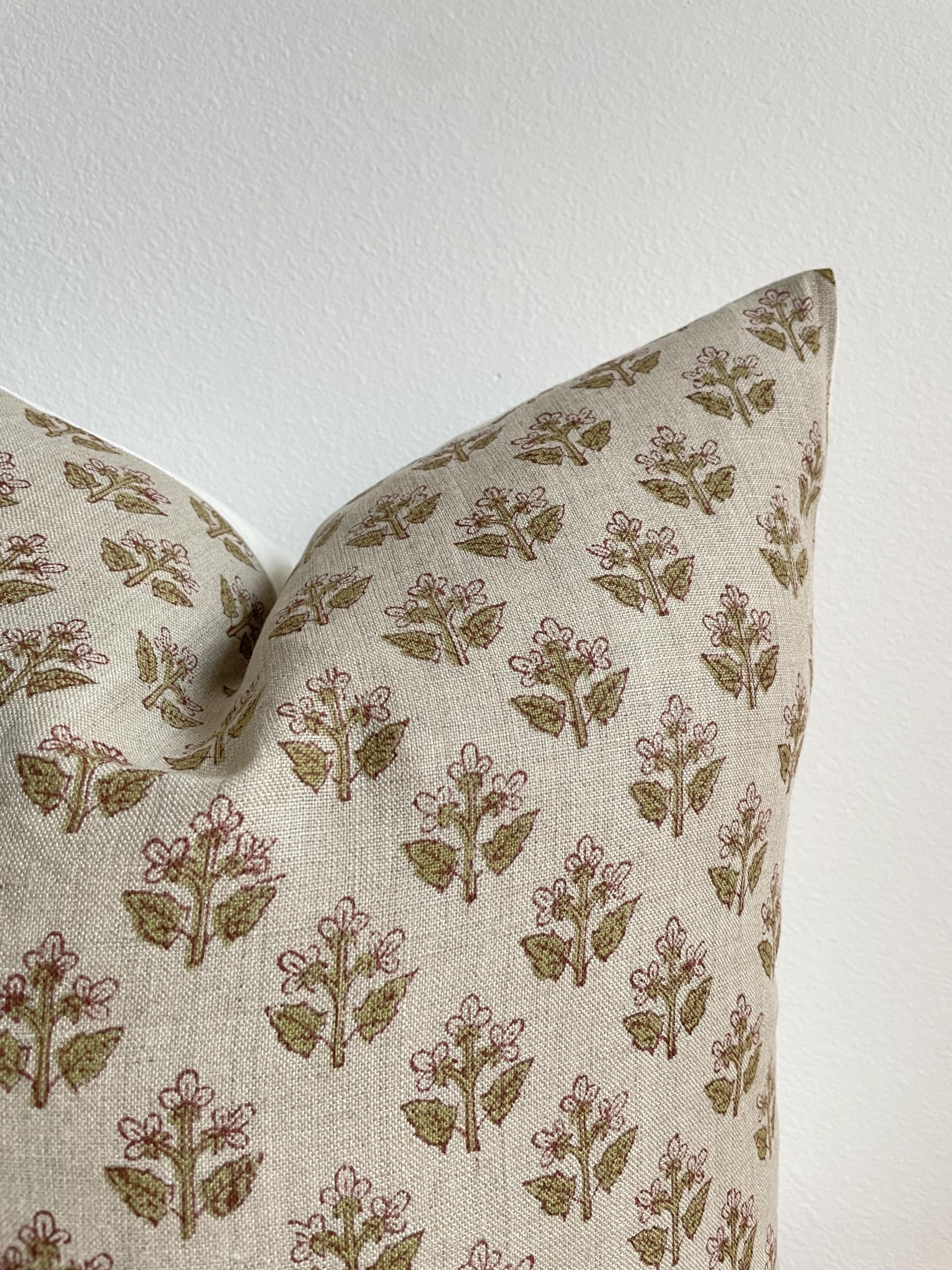 Hand Block Print Linen Throw Pillow Cover 20x20