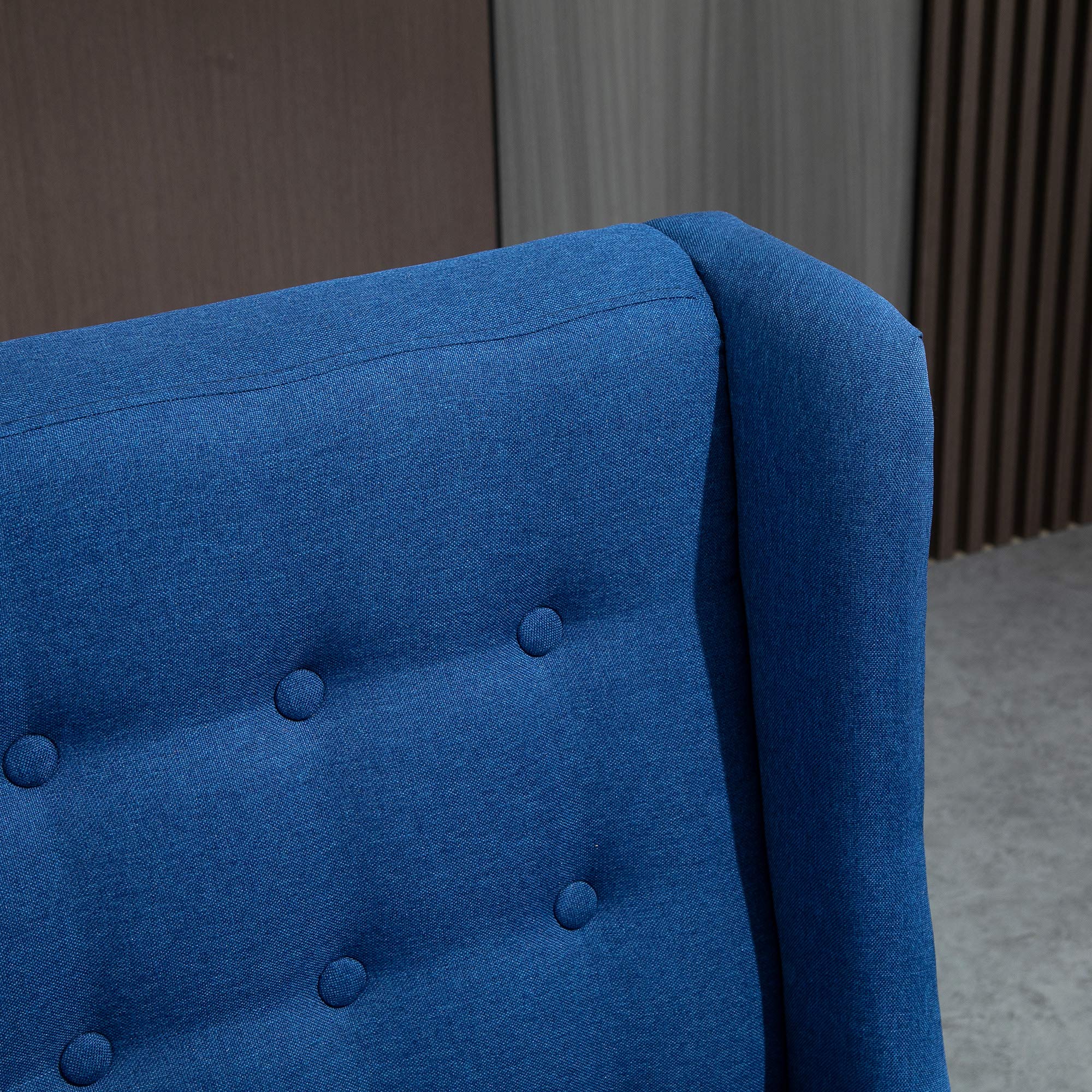 Wingback Button Tufted Loveseat with Wood Legs