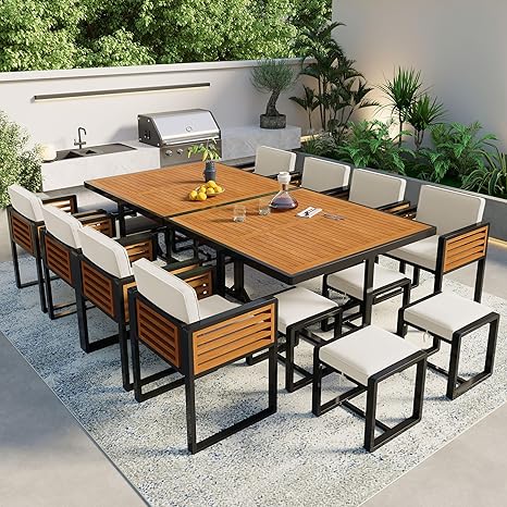 9-Piece Acacia Wood Outdoor Dining Set