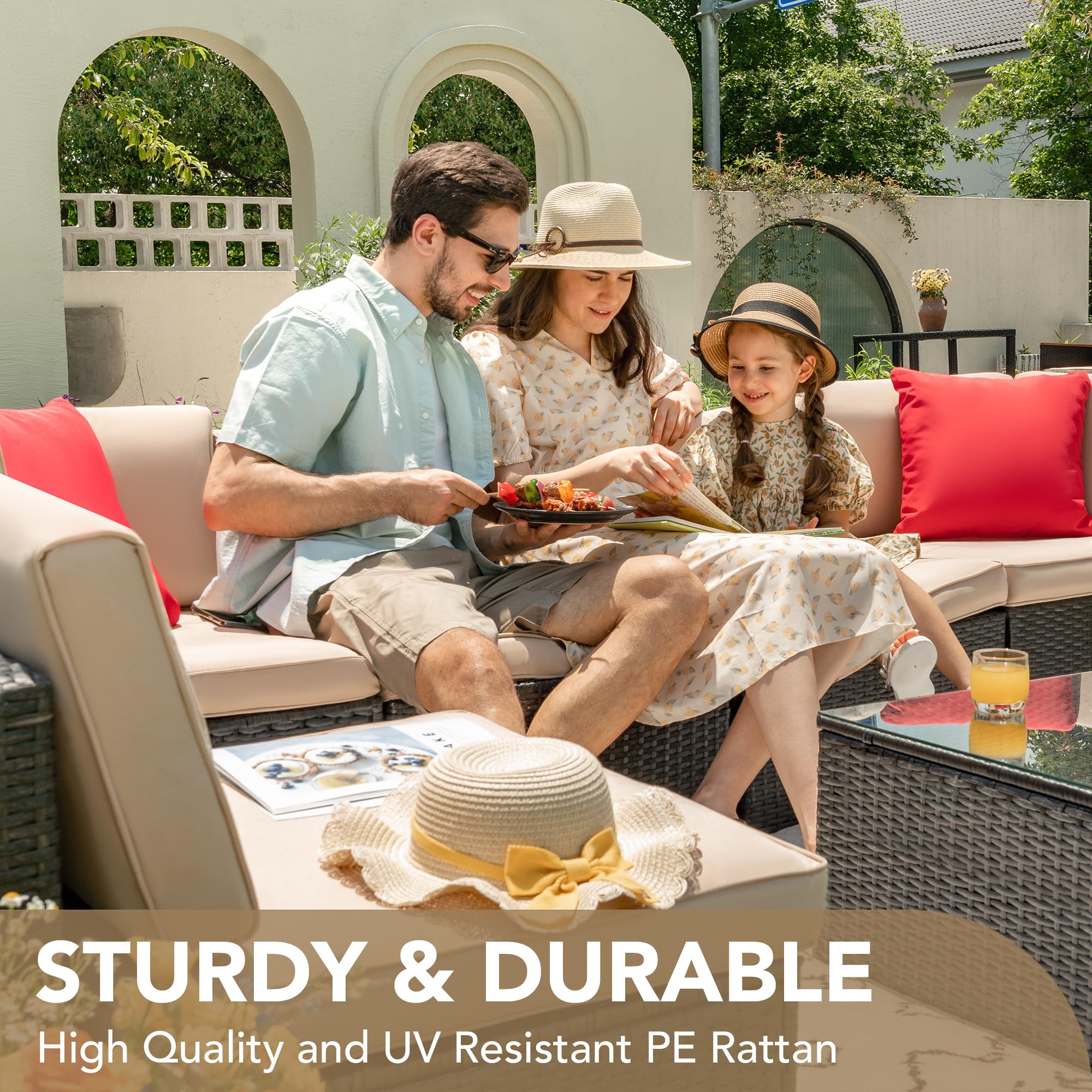 6-Piece Outdoor Sectional Rattan Sofa Set
