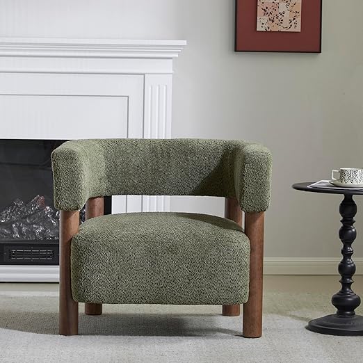 Boucle Accent Chair with Round Backrest