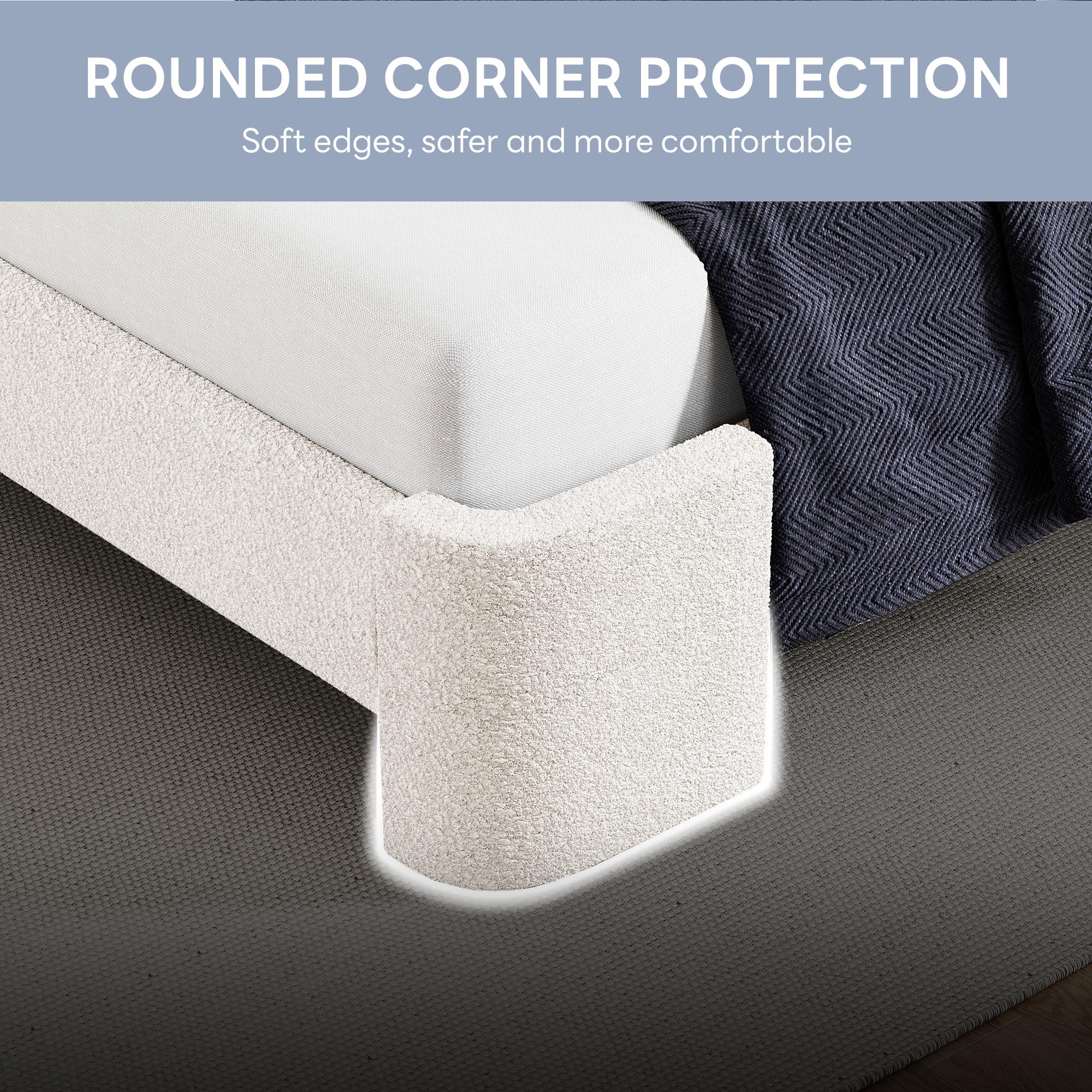 Queen Upholstered Bed Frame with USB Ports