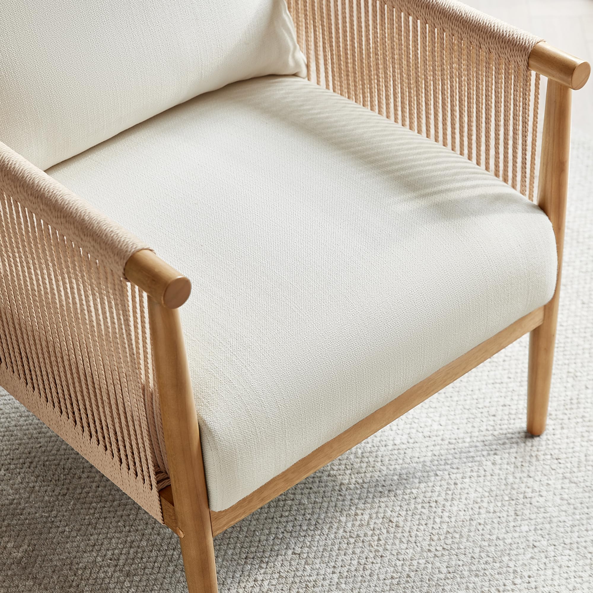 Braid Accent Chair Set of 2 with Wooden Armrest
