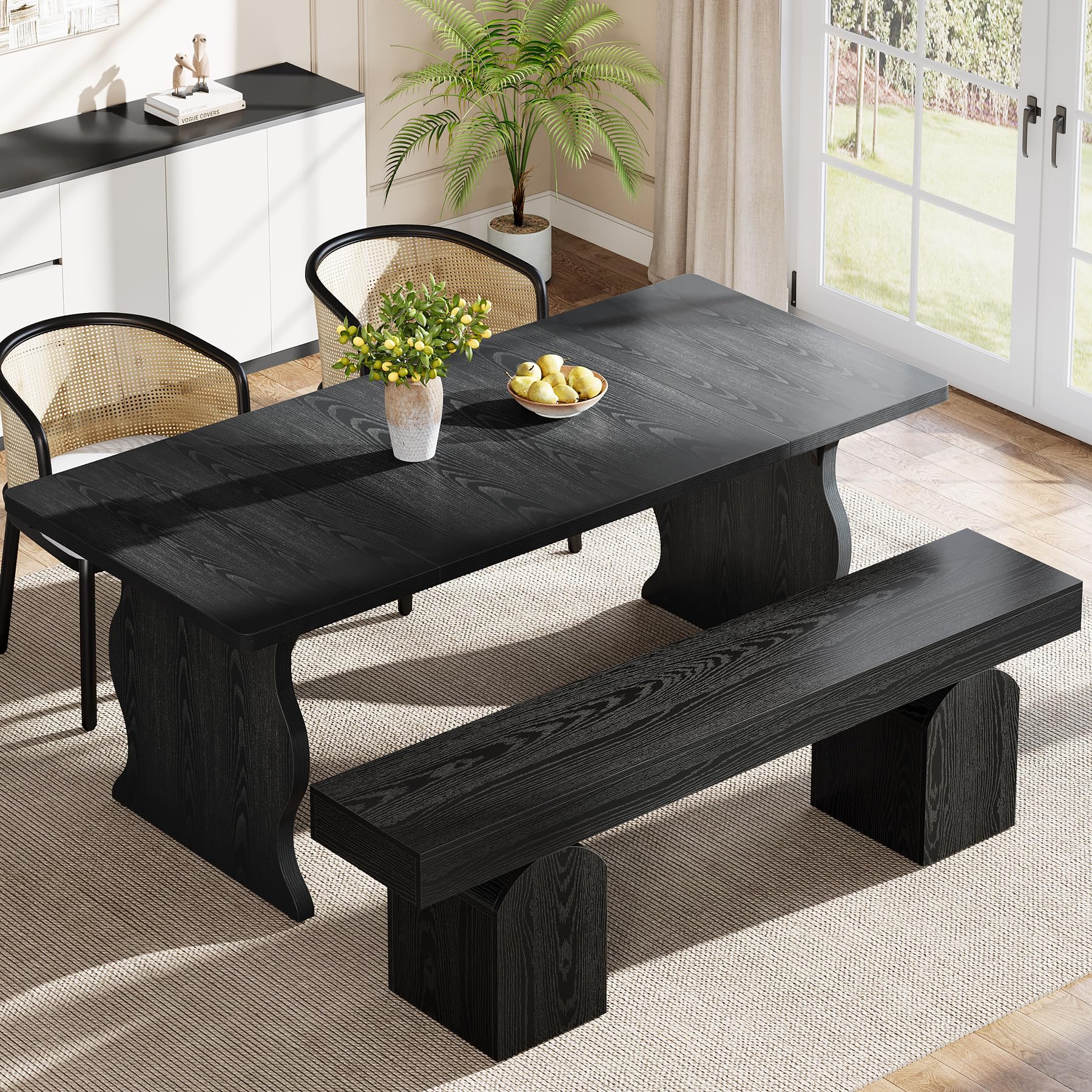 59" Dining Bench for 2-3 People with Arched Base