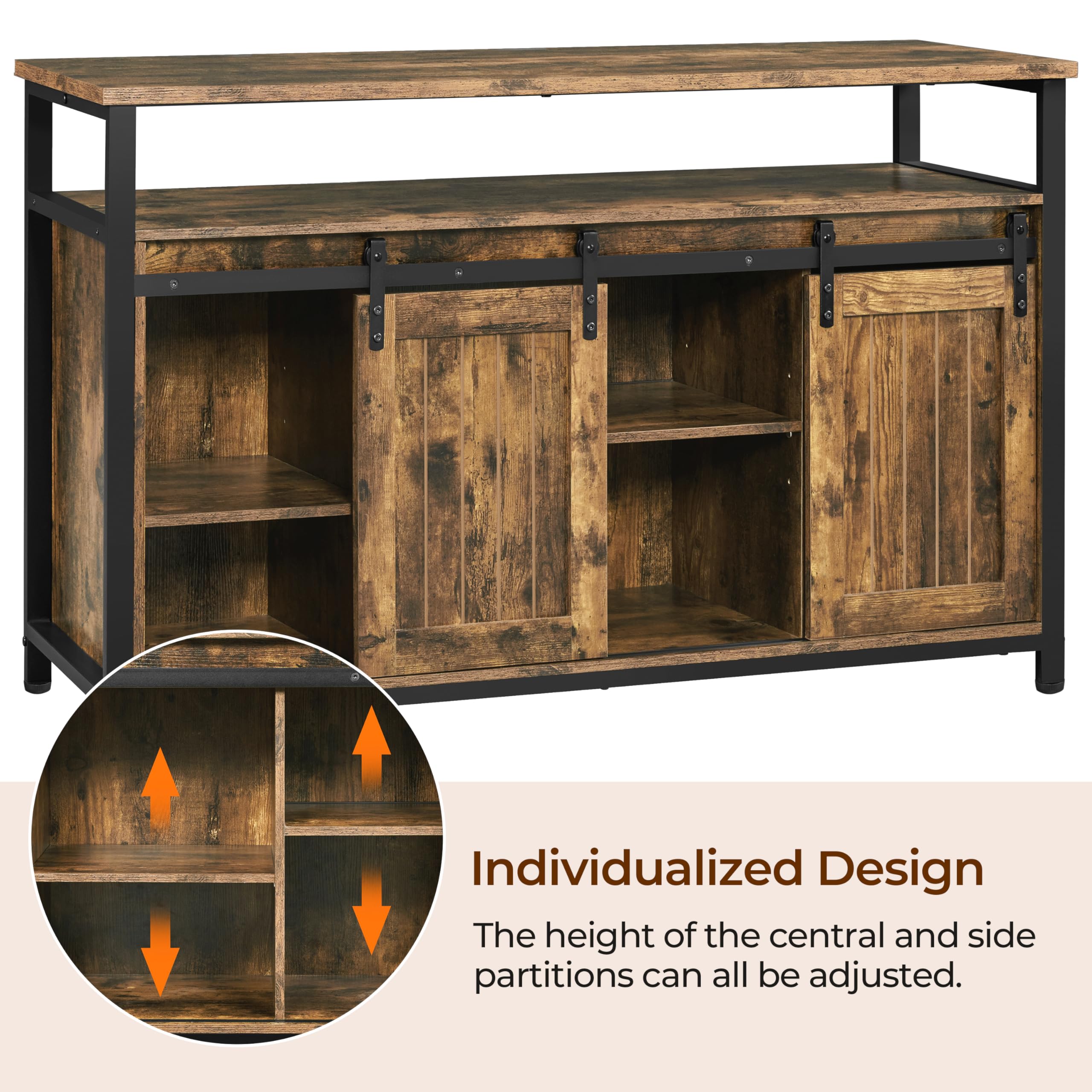 47" Farmhouse TV Stand with Storage Cabinets for 55" TV