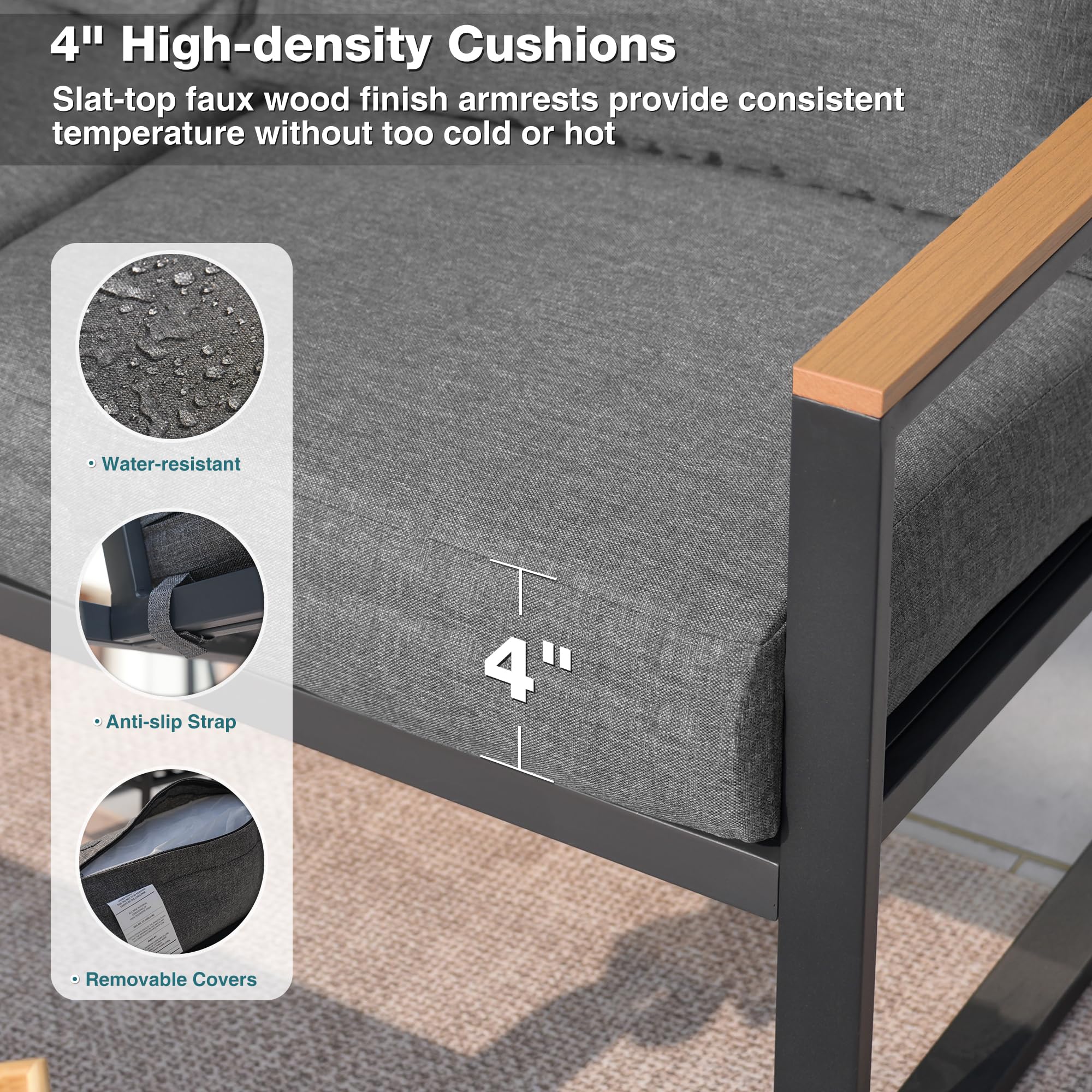4-Piece Patio Conversation Set with Coffee Table