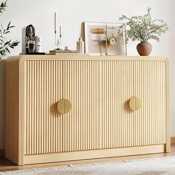 Buffet Sideboard Cabinet with Wavy Grain Doors