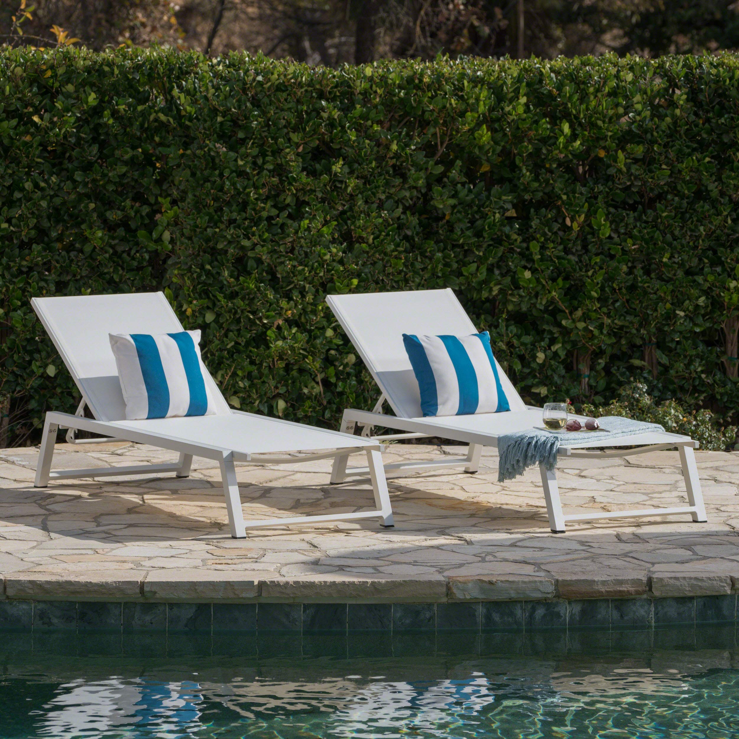 Outdoor Mesh Chaise Lounges Set of 2