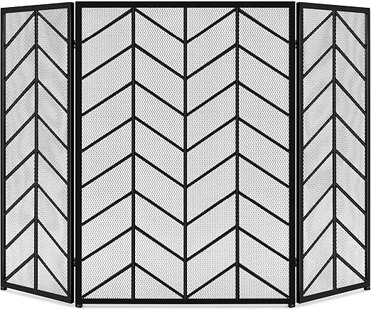 3-Panel Chevron Fireplace Screen