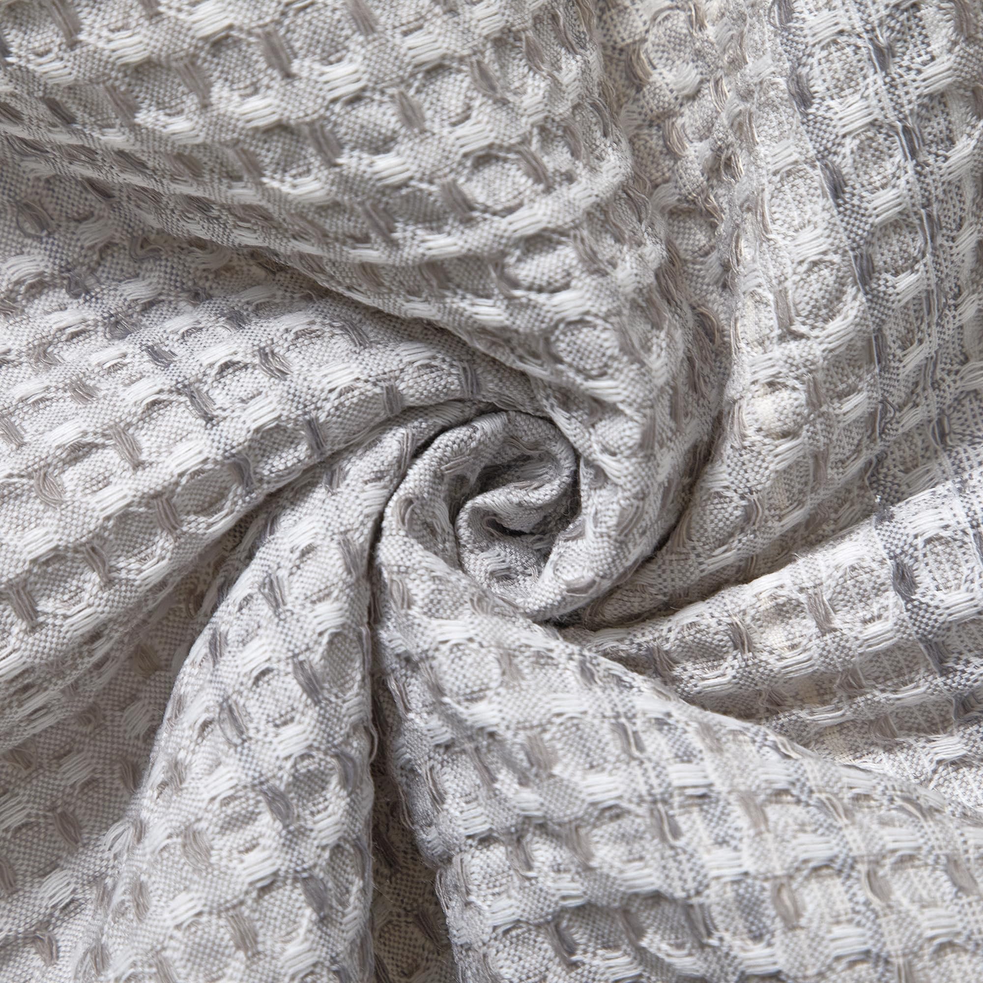 7-Piece King Comforter Set Grey Waffle Jacquard