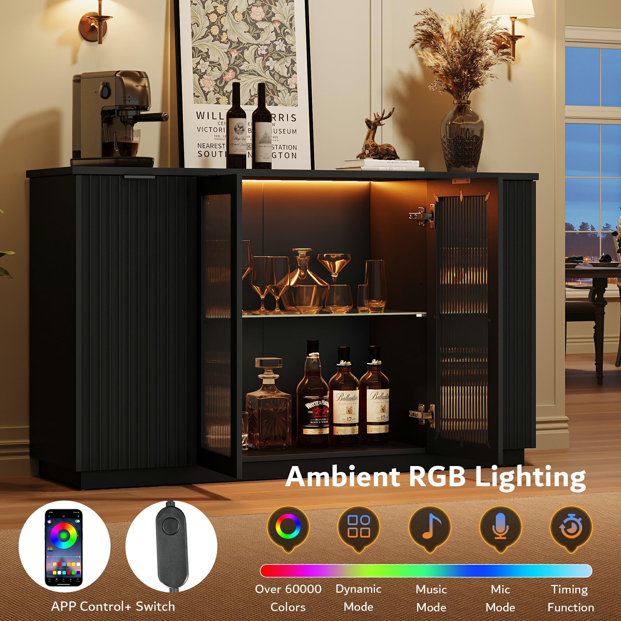 Sideboard Buffet Cabinet with LED Lights