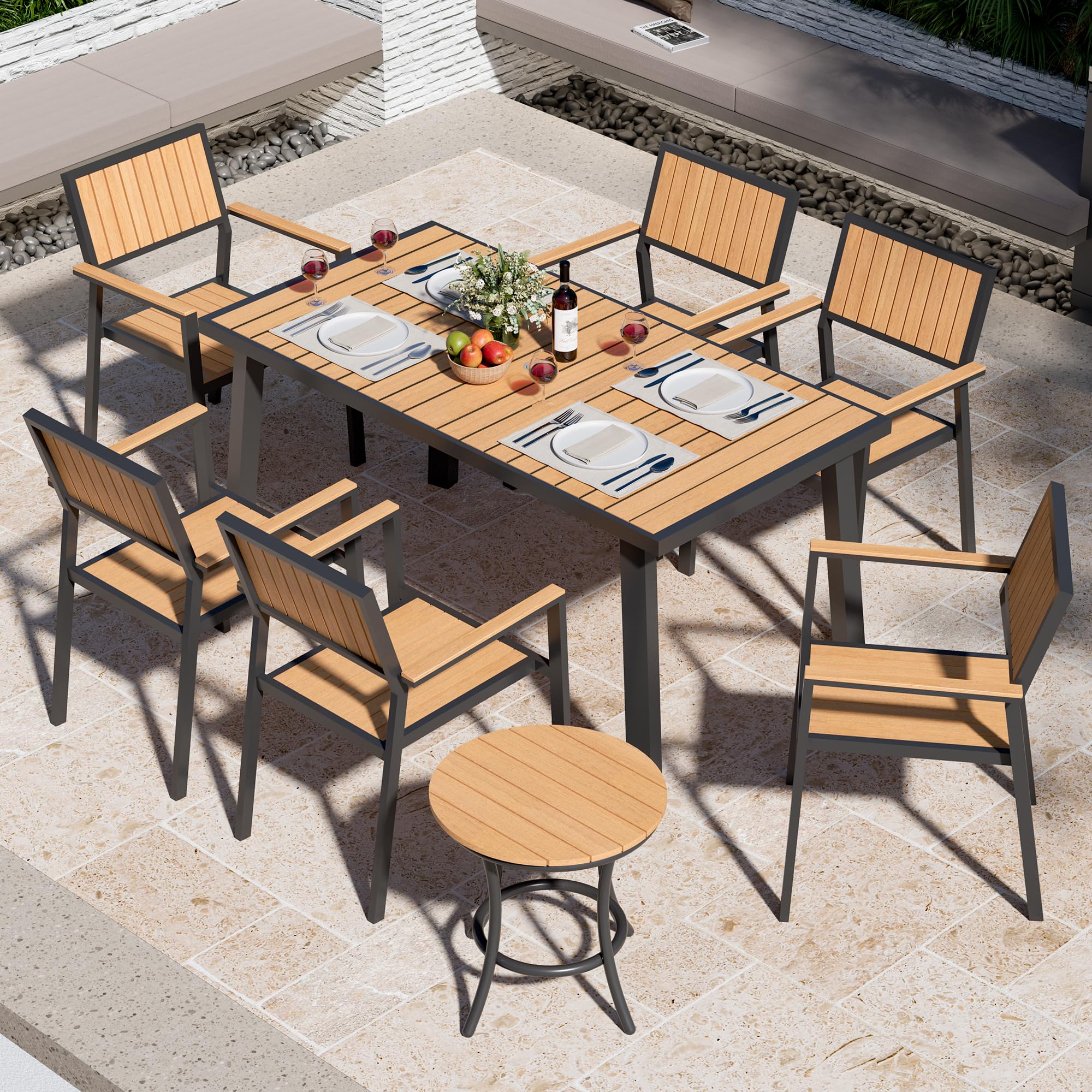 8-Piece Outdoor Aluminum Patio Dining Set with Stackable Chairs