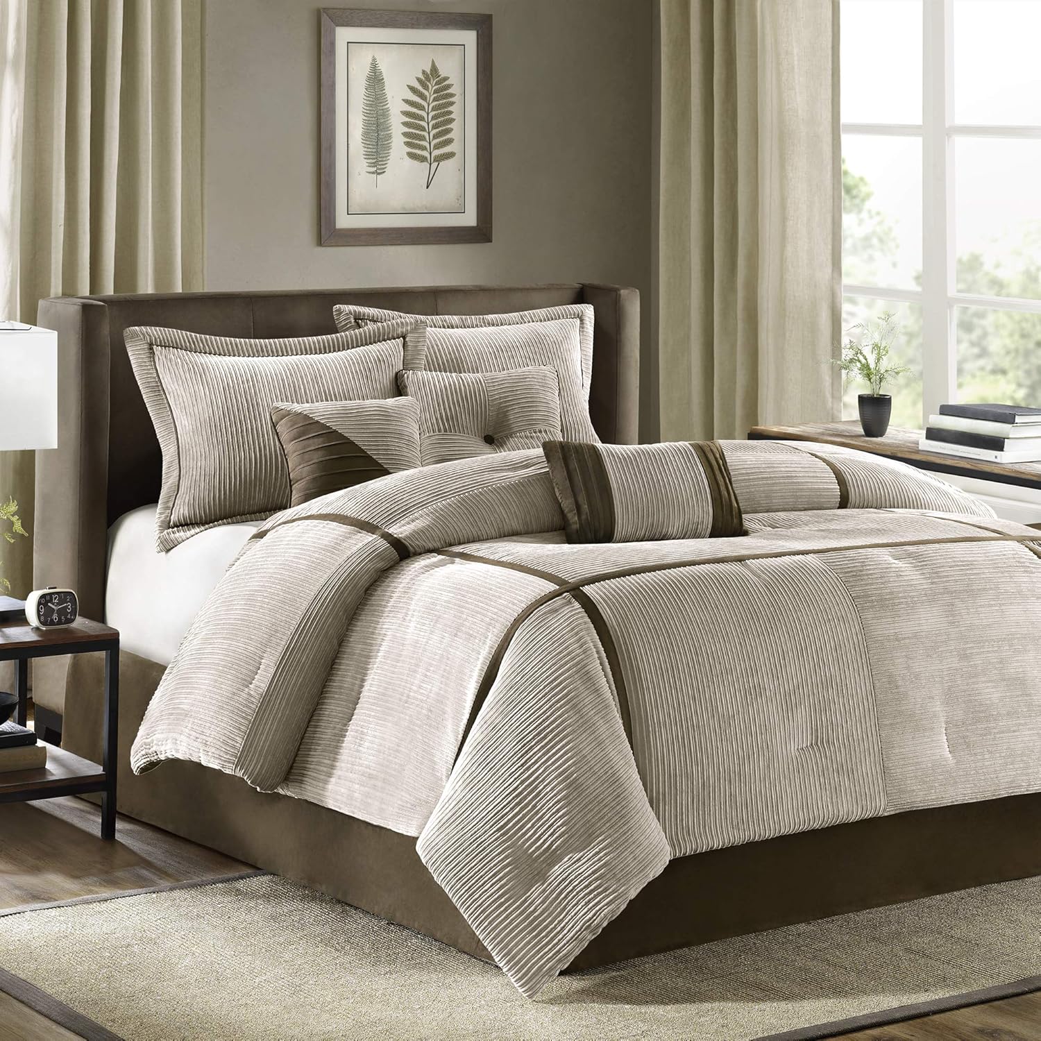 Pieced Suede Comforter Set King 7 Piece