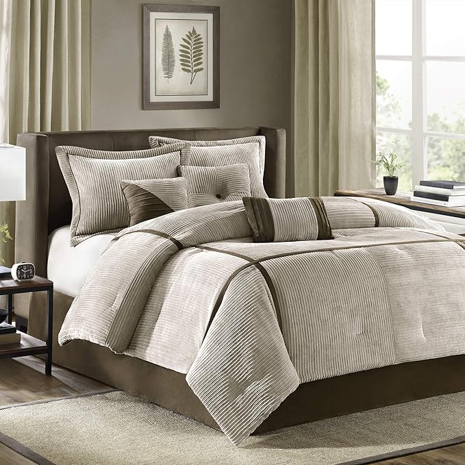 Pieced Suede Comforter Set King 7 Piece