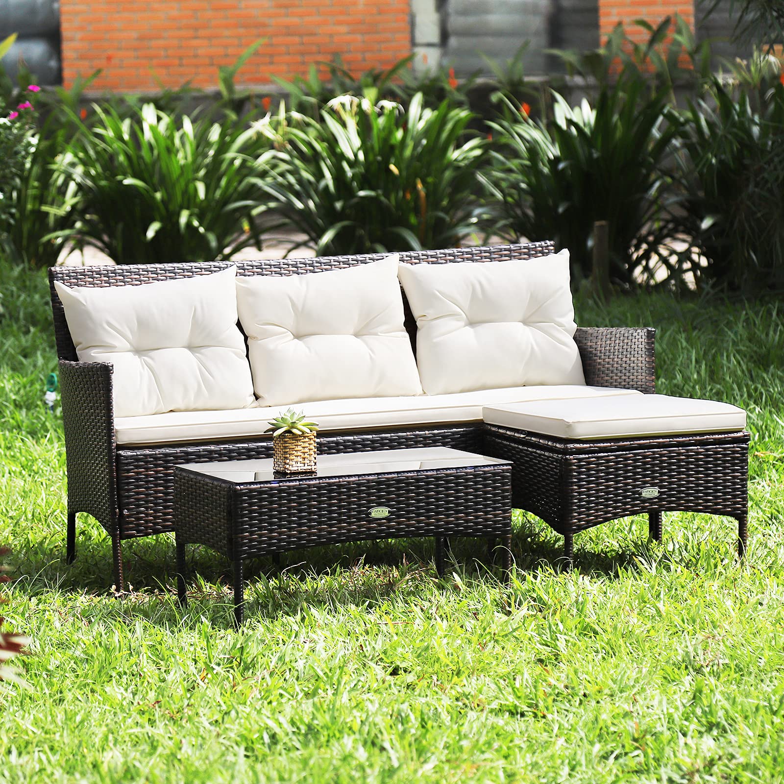 3-Piece Outdoor Rattan Conversation Set