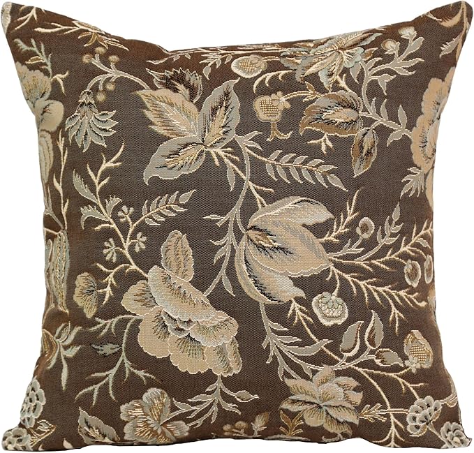 Tapestry Throw Pillow Covers 19x19 French Jacquard Peony Floral