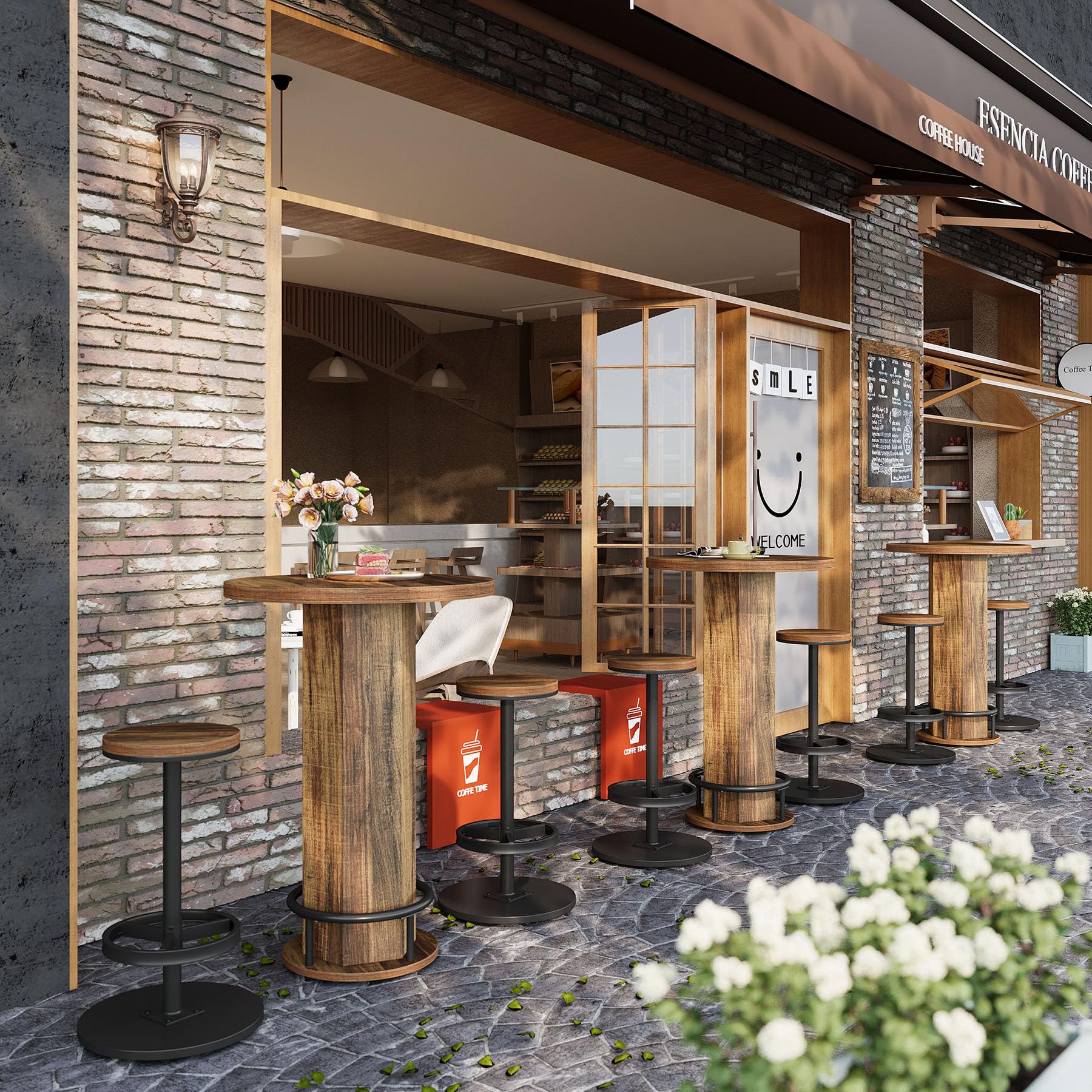 3-Piece Round Dining Table Set with 2 Chairs